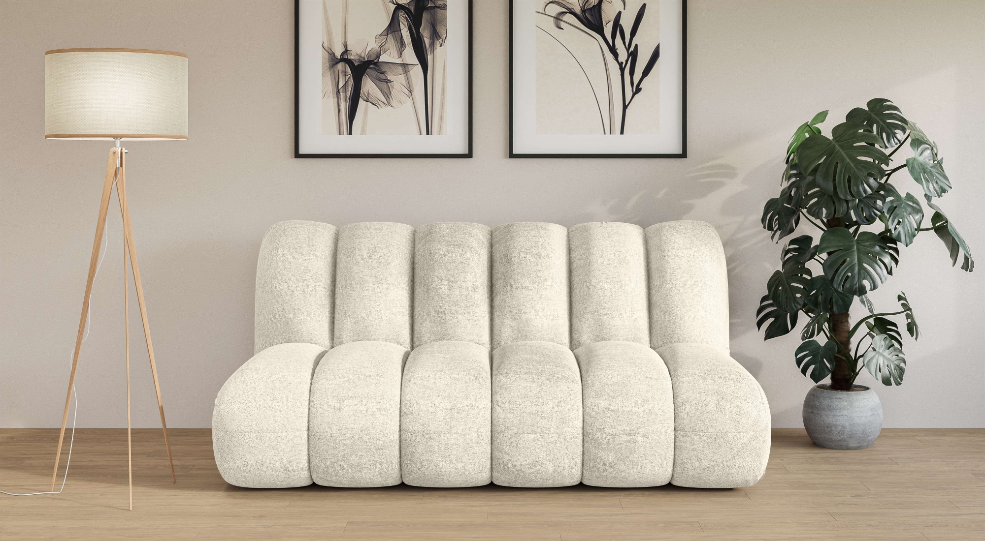 LeGer Home by Lena Gercke 2,5-Sitzer »Priya Designersofa, moderne Steppung, auch in Bouclé«, gemütlich und modern, B/T/H: 185/108/84 cm