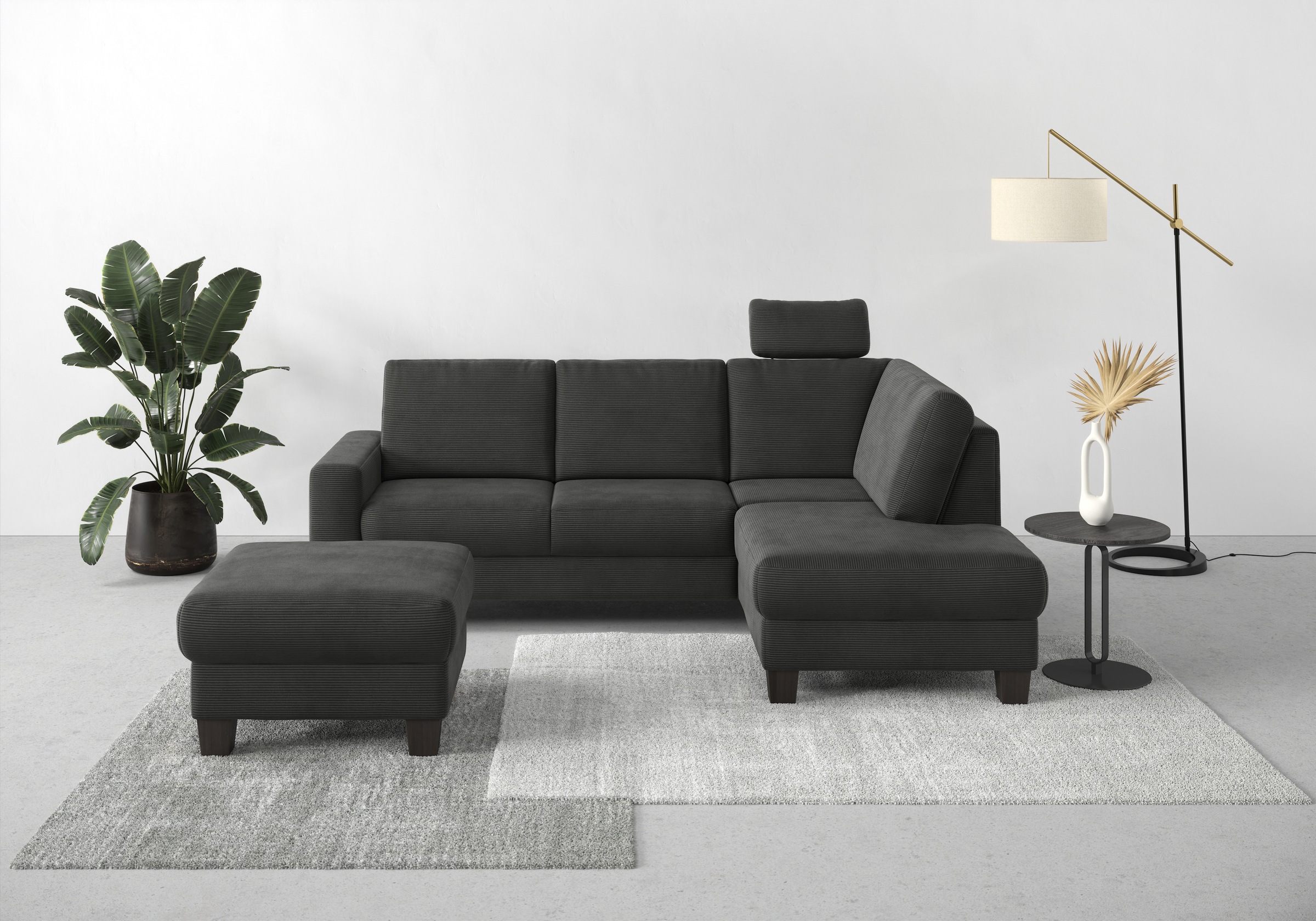 Home affaire Ecksofa »Summer L-Form«, mit Ottomane, mit oder ohne Bettfunktion und Bettkasten, Cord-Bezug