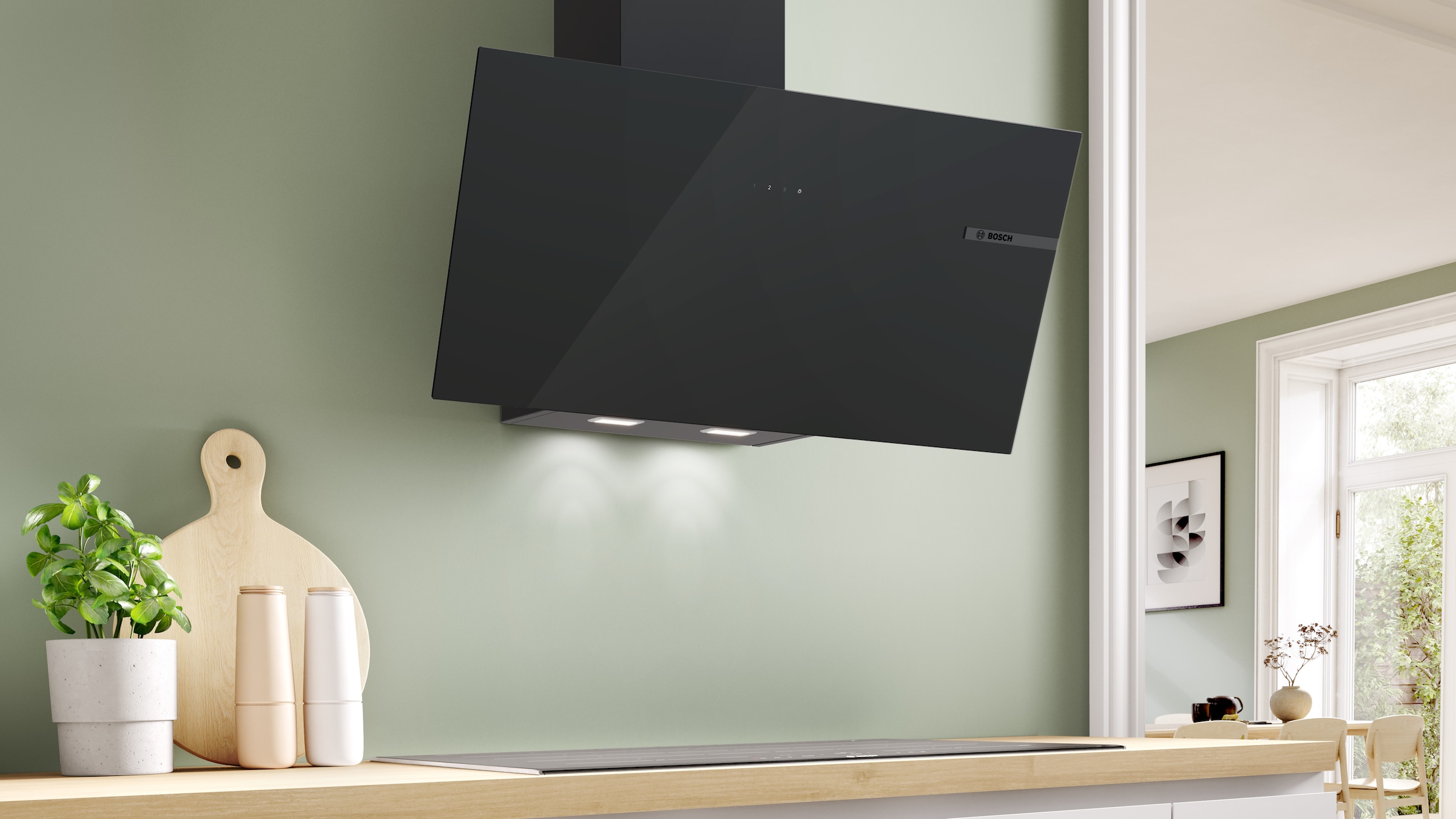 BOSCH Kopffreihaube »DWK85DF61« Serie Serie 4 LED-Beleuchtung und langlebiger Metall-Fettfilter