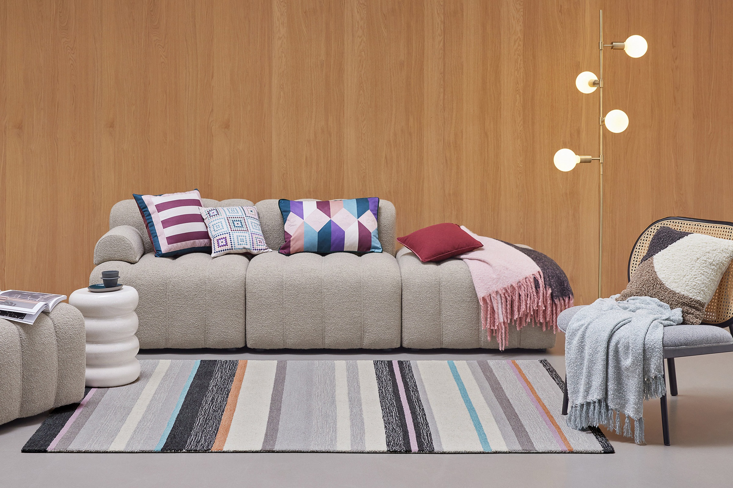 Wecon home Teppich »Sally«, rechteckig, 7 mm Höhe, handgefertigt, gestreift, pflegeleicht, Wolle, Wohnzimmer, Esszimmer