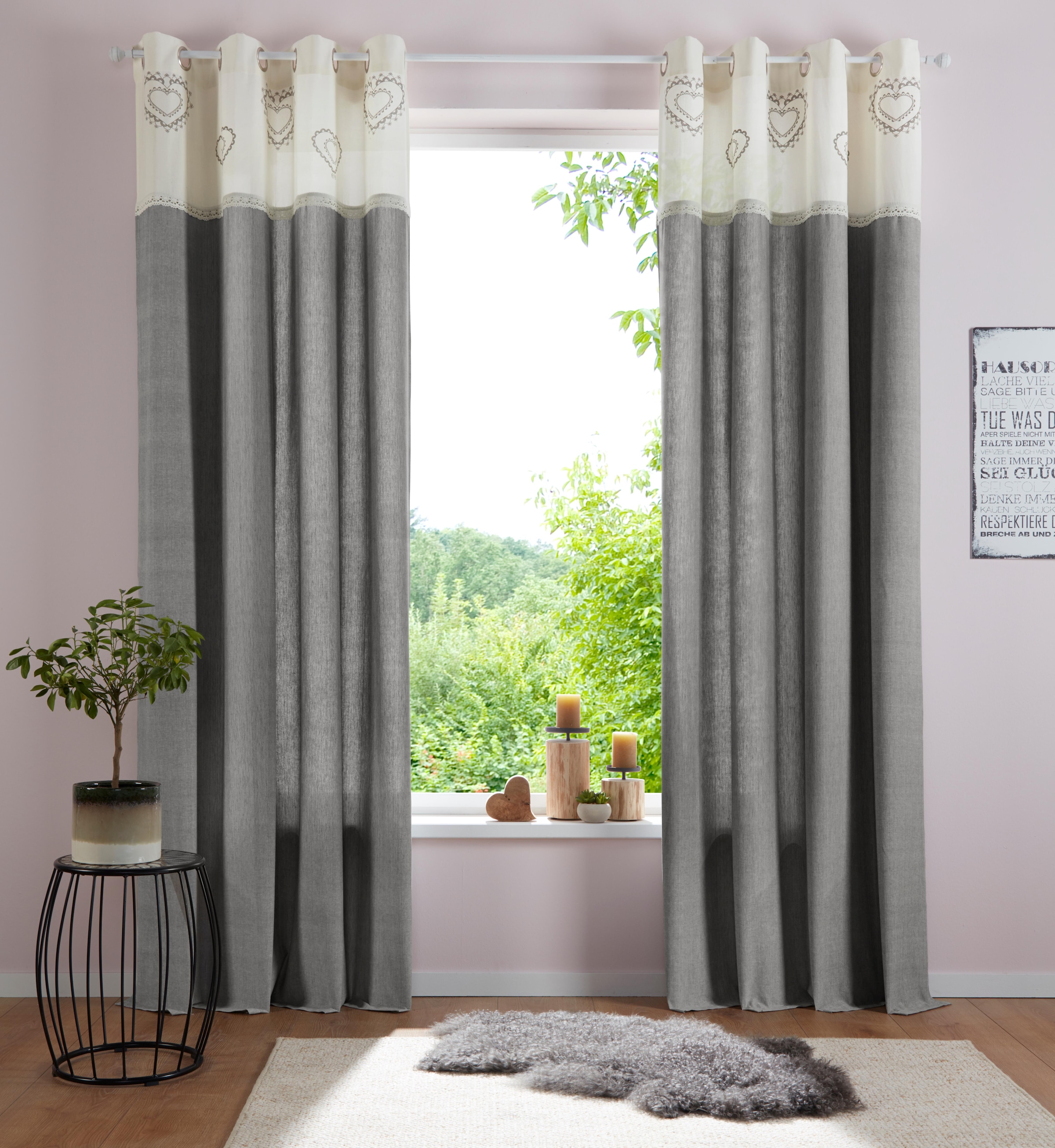 Otto Home Gardine "Louis" Gr. 3, grau, 175cm, Ösen, 140cm