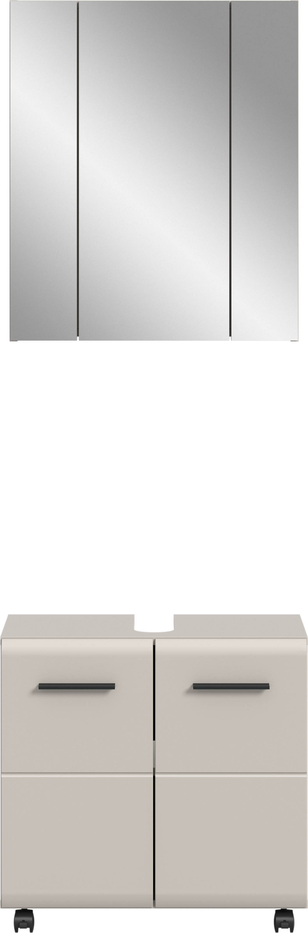 INOSIGN Badmöbel-Set »FLORENZ, 2-tlg. Bad-Kombination, hochwertige MDF-Front« best. aus: 1 Spiegelschrank, 1 Waschbeckenunterschrank, 3 Stk. tlg.
