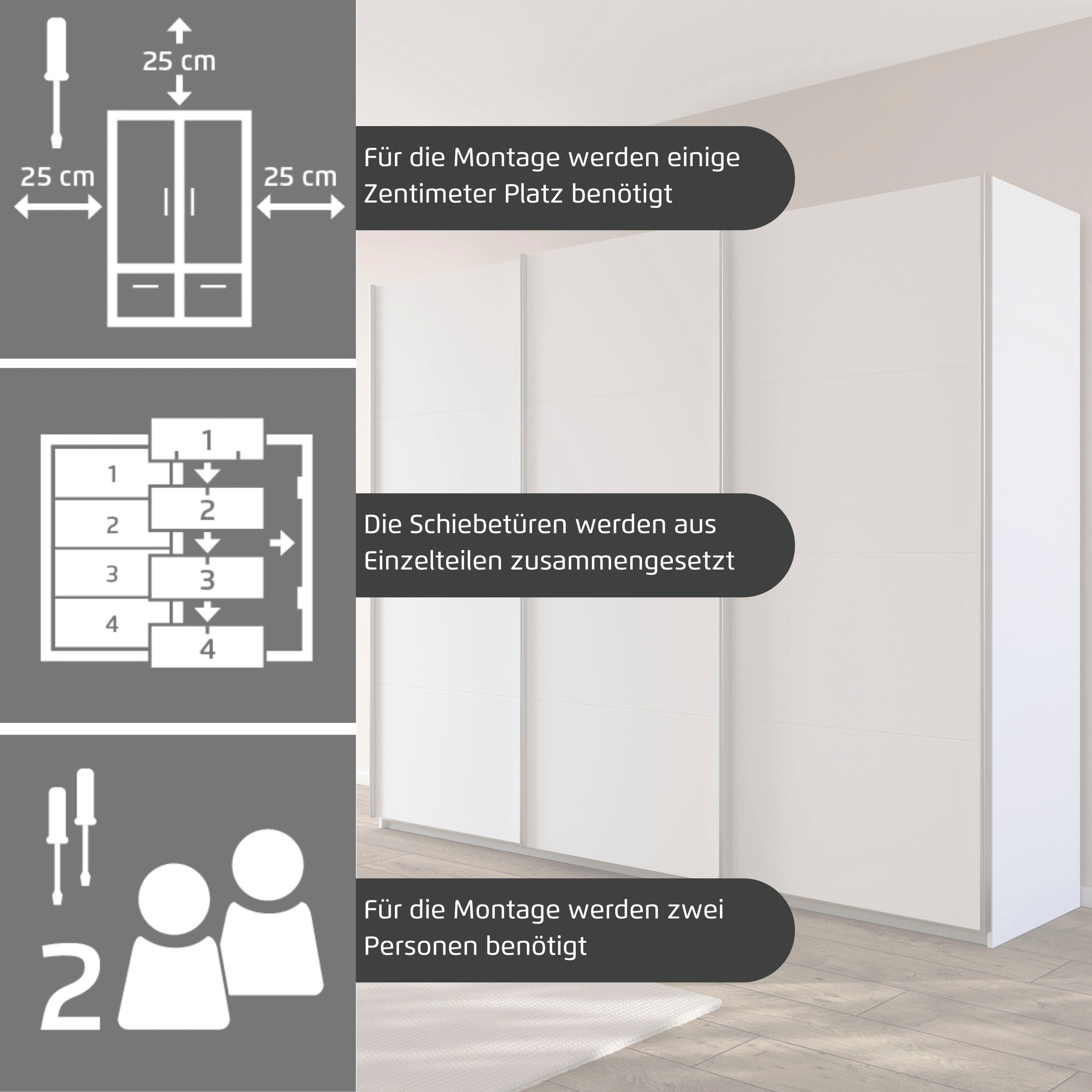 rauch Schwebetürenschrank »Kleiderschrank Schrank Garderobe AGORDO mit Glasfront«, durchdachte Innenausstattung, in 4 Breiten und 2 Höhen MADE IN GERMANY