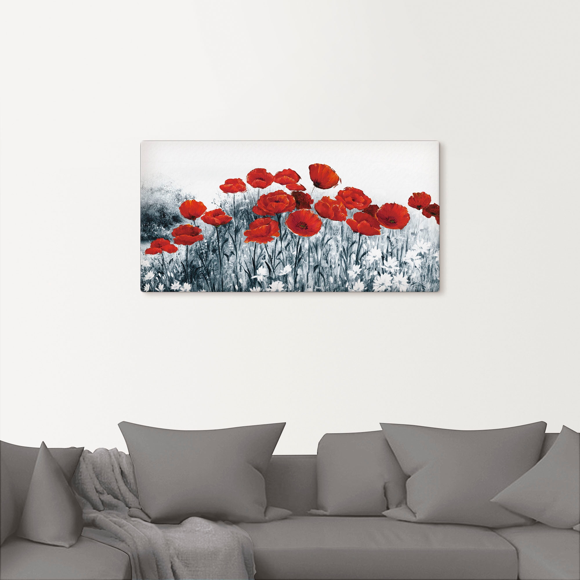 Artland Wandbild "Roter Mohn im Feld", Blumen, (1 St.), als Leinwandbild in günstig online kaufen