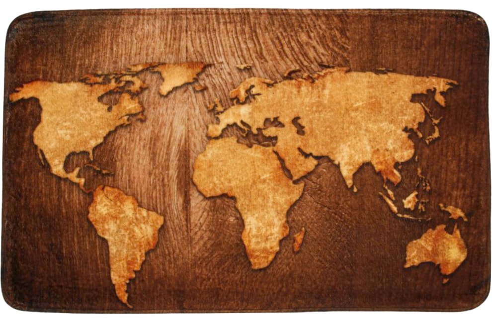 Sanilo Badaccessoire-Set »World Map«, (Komplett-Set, 3 tlg.), bestehend aus WC-Sitz, Badteppich und Waschbeckenstöpsel