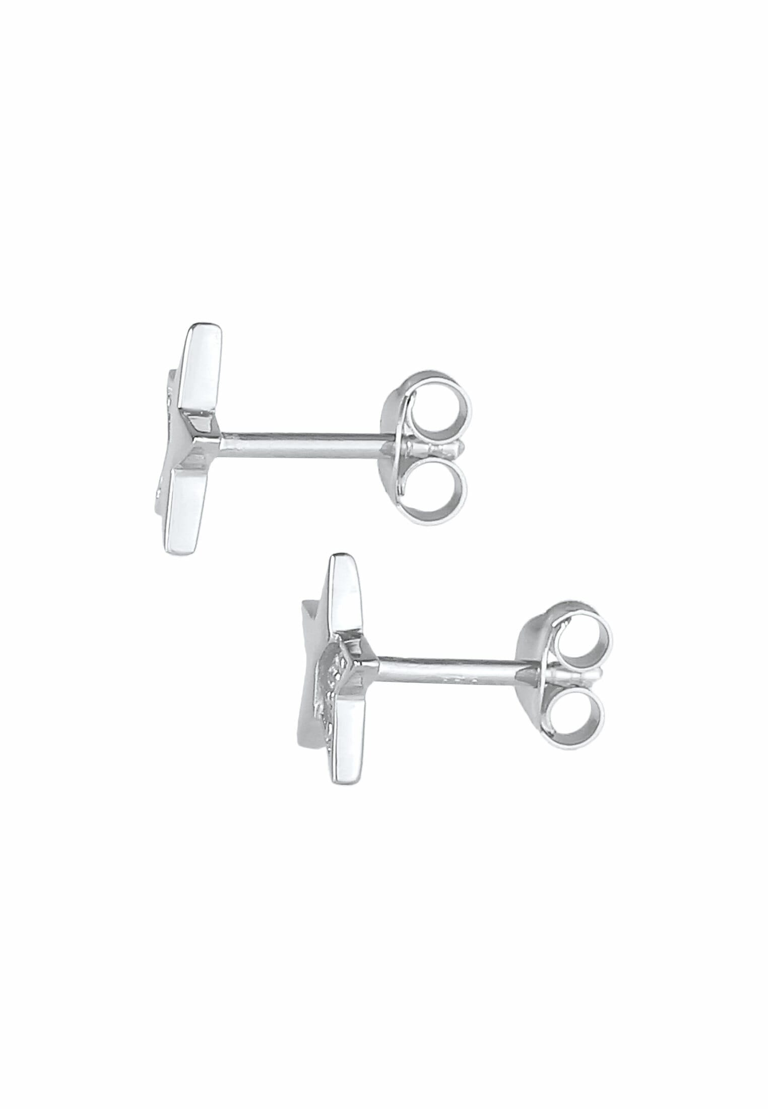 Elli DIAMONDS Paar Ohrstecker »Stern Star Diamanten (0.03 ct) Stecker 925 Silber«