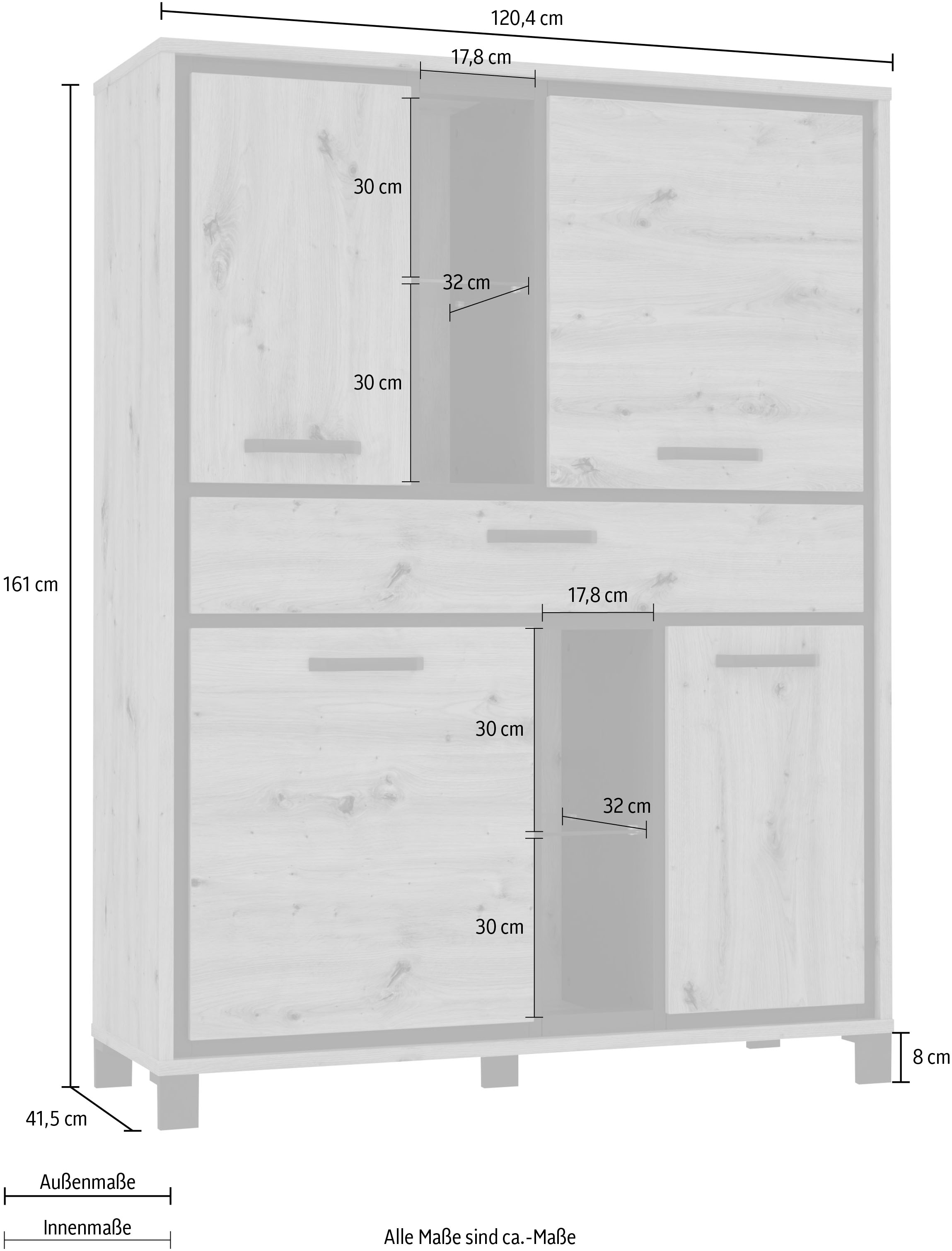 FORTE Highboard »Trondheim«, Höhe 161 cm