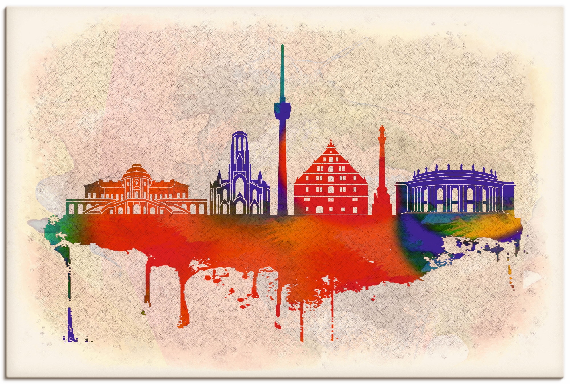 Artland Leinwandbild »Stuttgart Deutschland Skyline«, Deutschland, (1 St.), günstig online kaufen