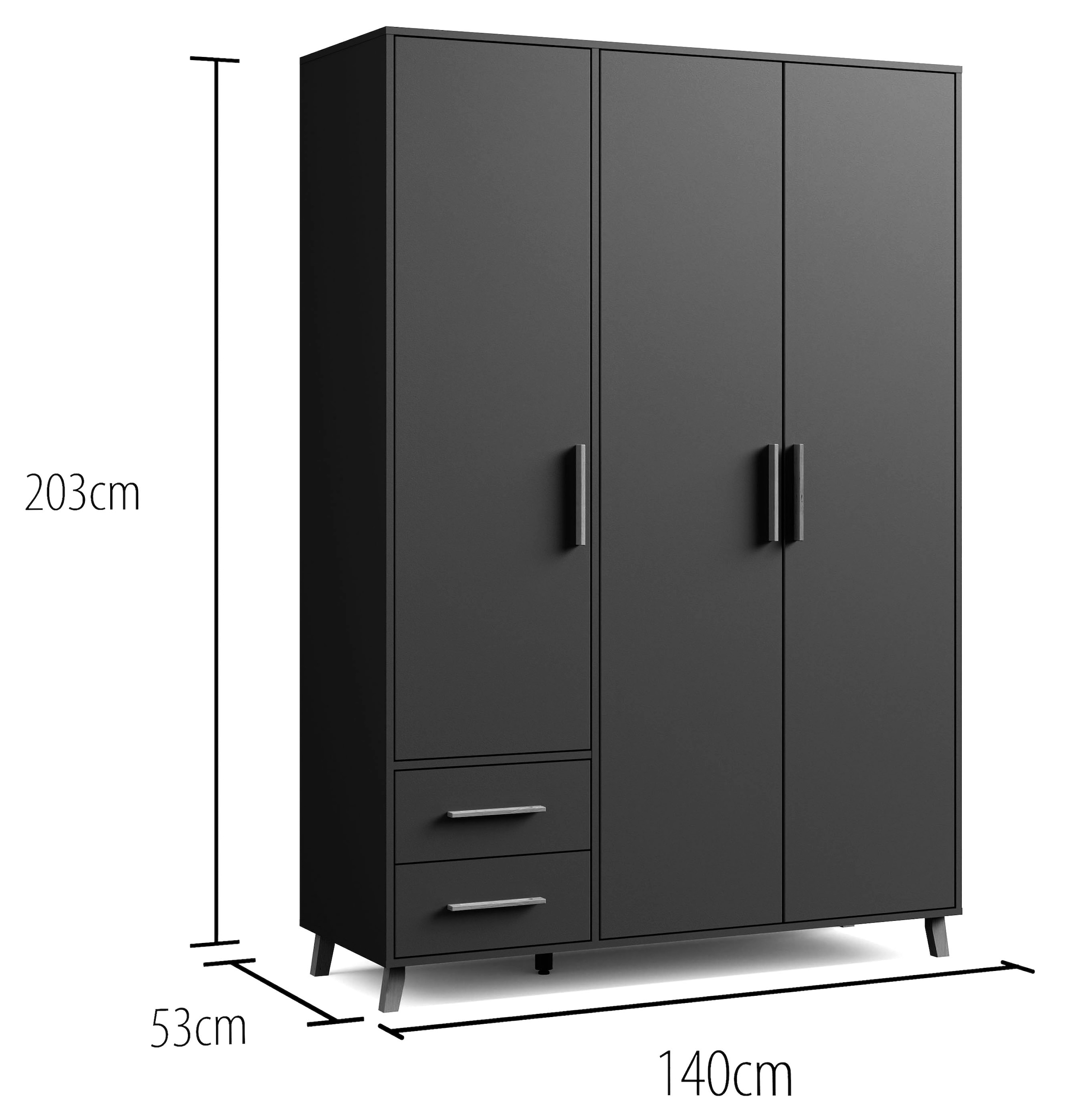 rauch Drehtürenschrank »Kleiderschrank Schrank Garderobe Wäscheschrank SHINJO«, (in 3 verschiedenen Ausstattungen BASIC/CLASSIC/PREMIUM), Griffe und Füße aus Massivholz mit 2 Schubladen MADE IN GERMANY