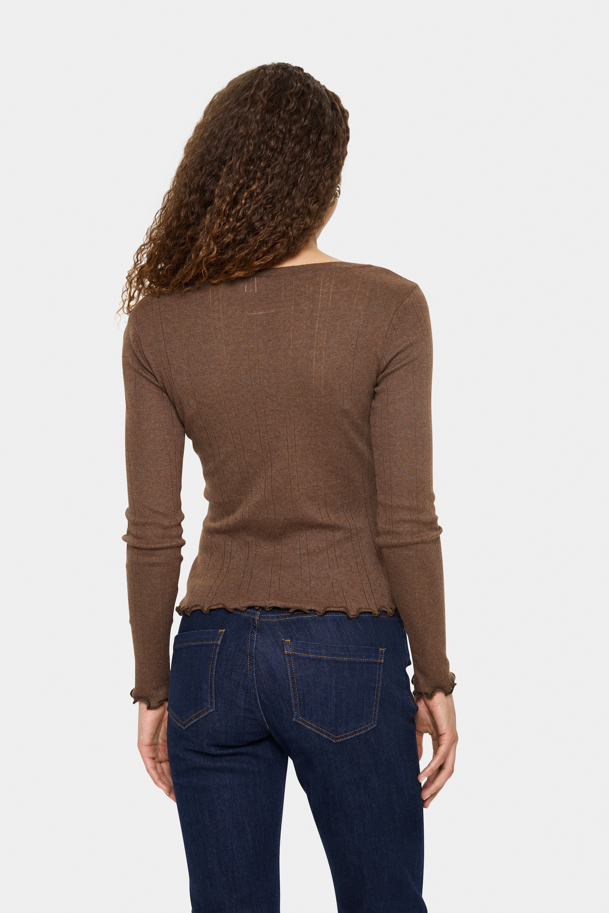 Saint Tropez Strickjacke »GruSZ Cardigan« mit Lochstickerei und gewelltem Saum