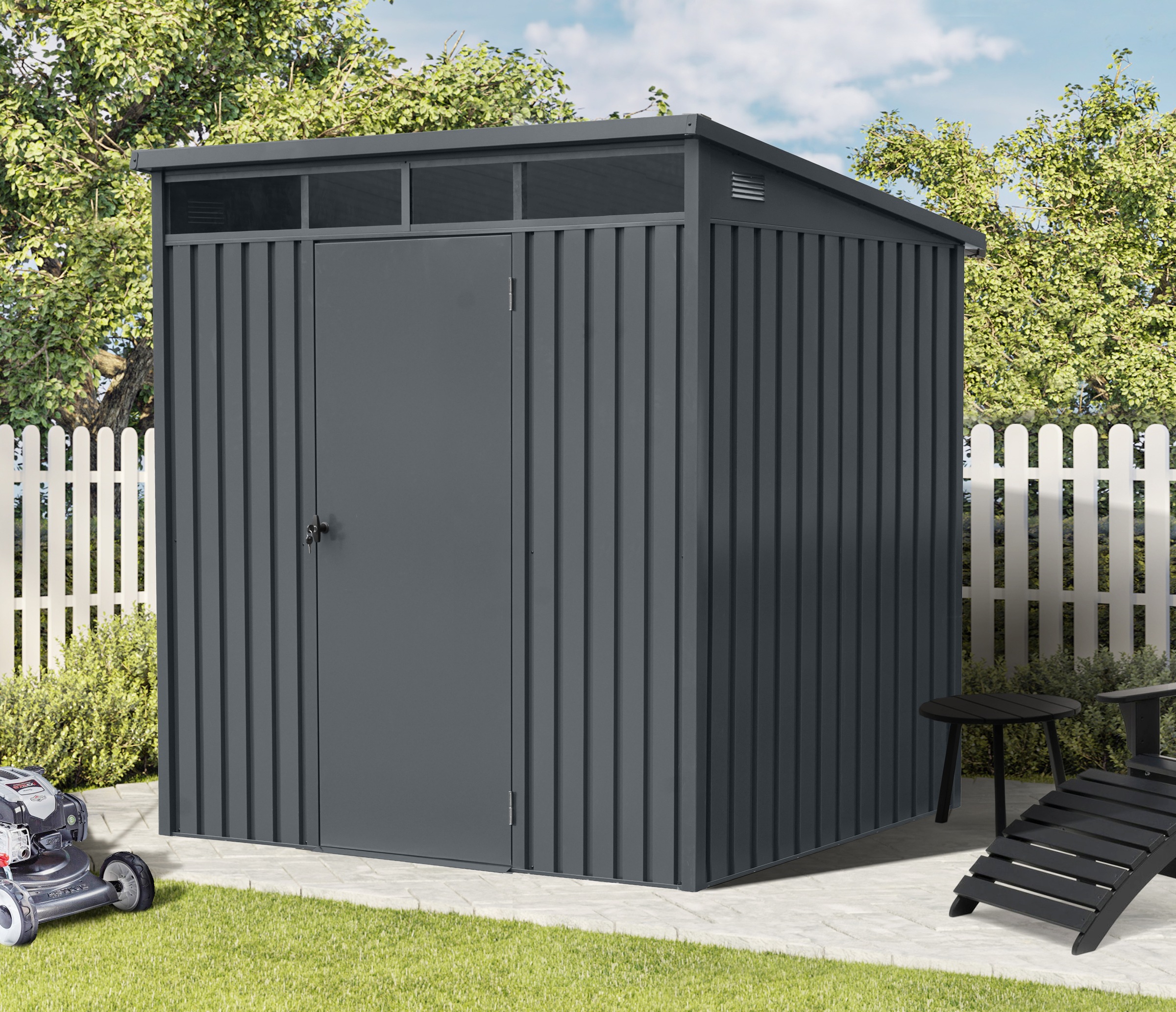 GARDEN 'N' MORE Gerätehaus »Pultdachhaus Basic plus« einfacher Aufbau, Oberlicht, Langlebig, abschließbar