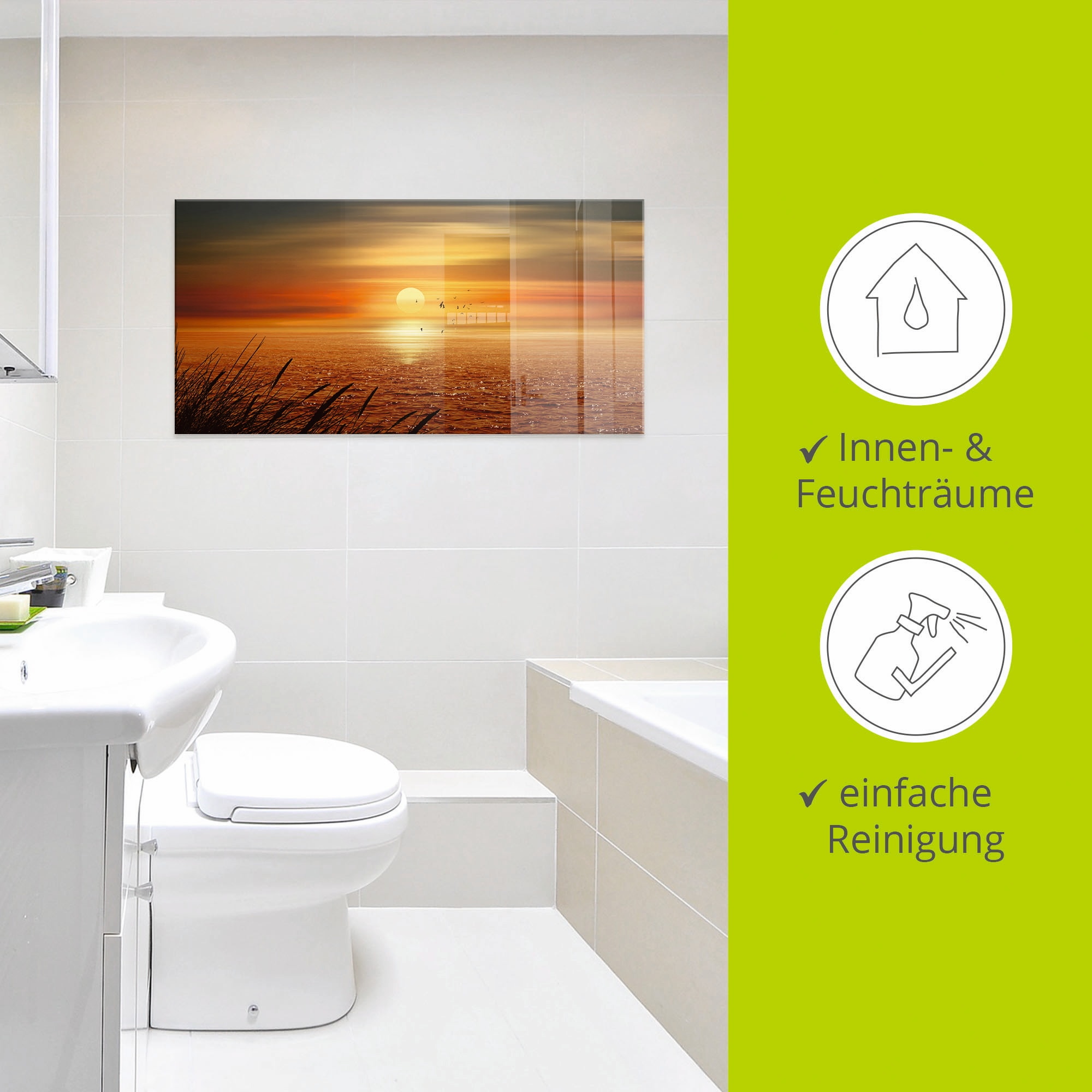 Artland Glasbild »Sonnenuntergang über dem Meer«, Sonnenaufgang & -untergang, (1 St.), in verschiedenen Größen