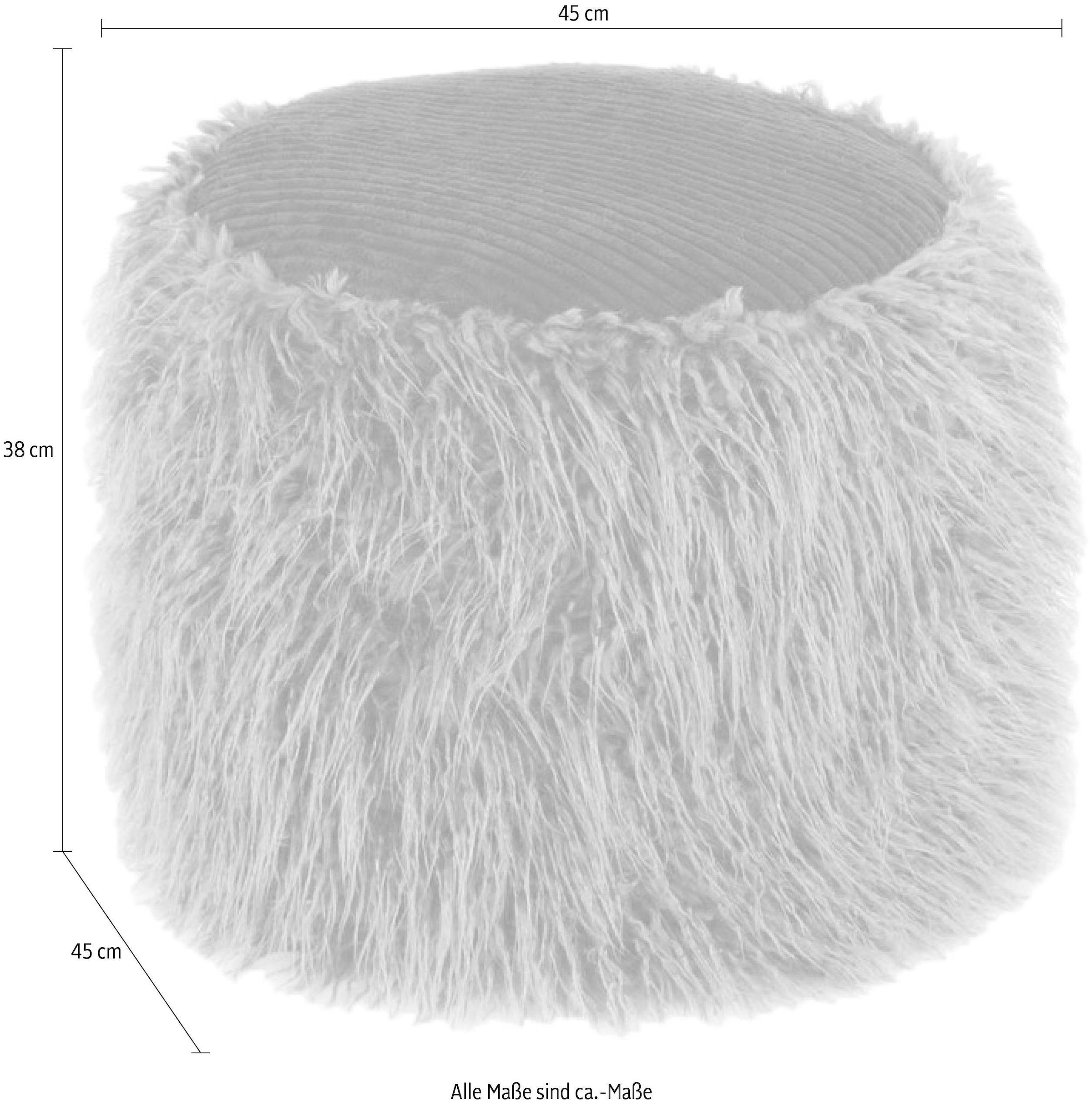 Kayoom Pouf »Fellpouf Bobtail 125, Fellhocker in zweifarbigem Design«, (1 St.), modern, dekorativ, kindersicherer Reißverschluss an der Unterseite
