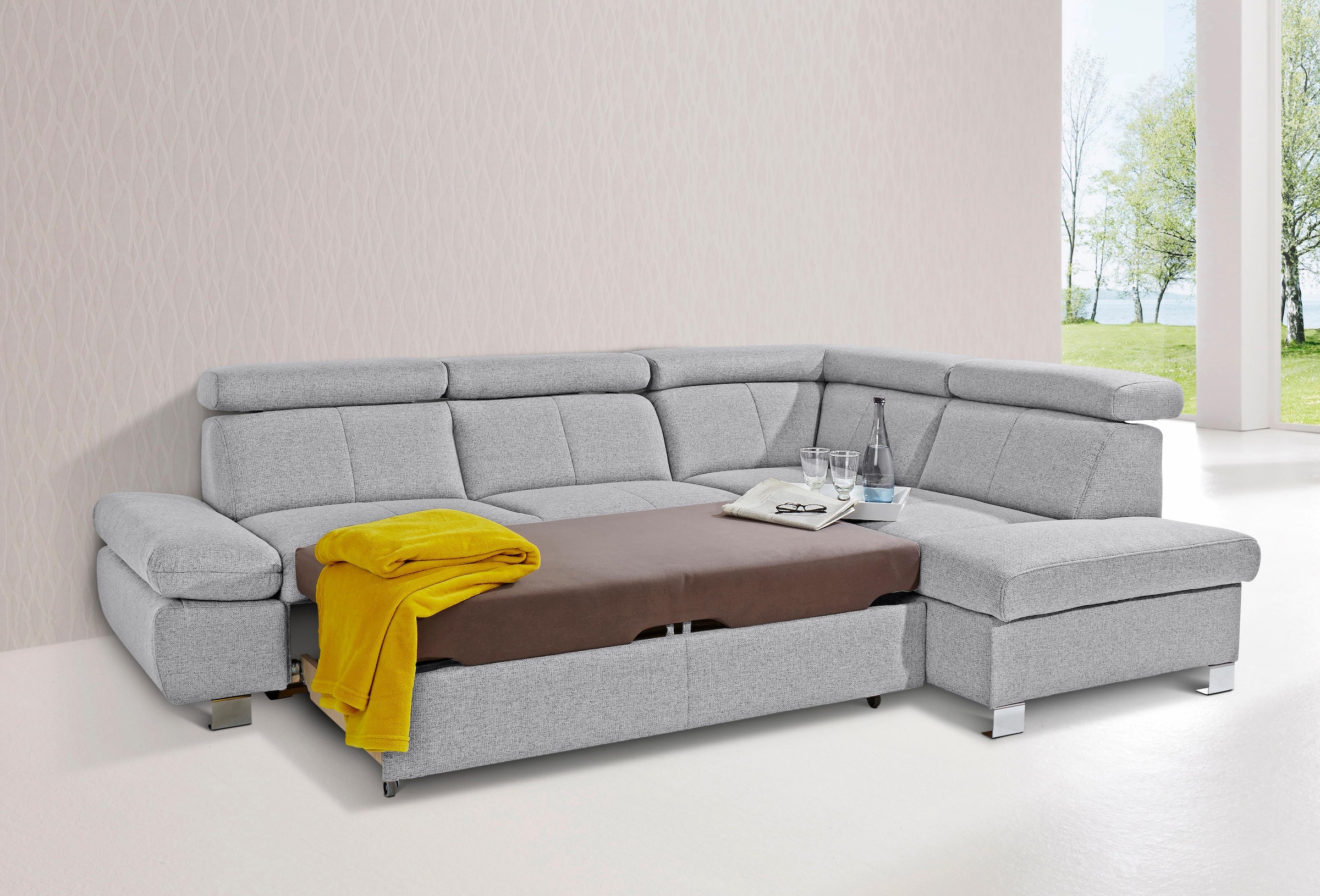 exxpo - sofa fashion Ecksofa "Happy, inkl. Kopf- und Armteilverstellung, L- günstig online kaufen