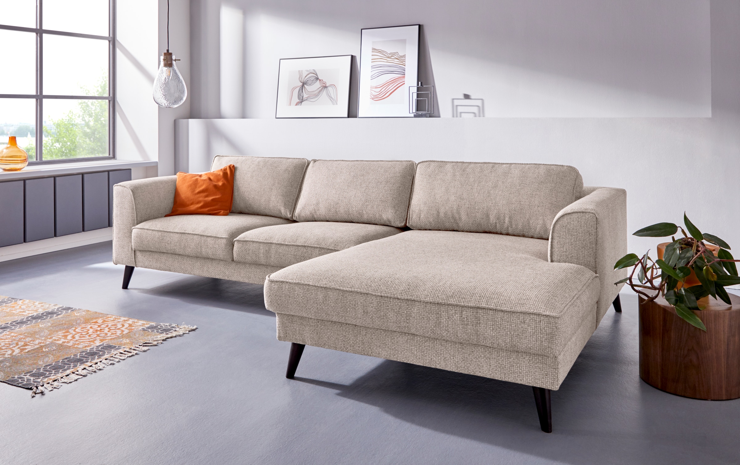 INOSIGN Ecksofa »Lumber Jack, elegant und bequem, Breite 280, hoher Fuß, L-Form«, in moderner Optik