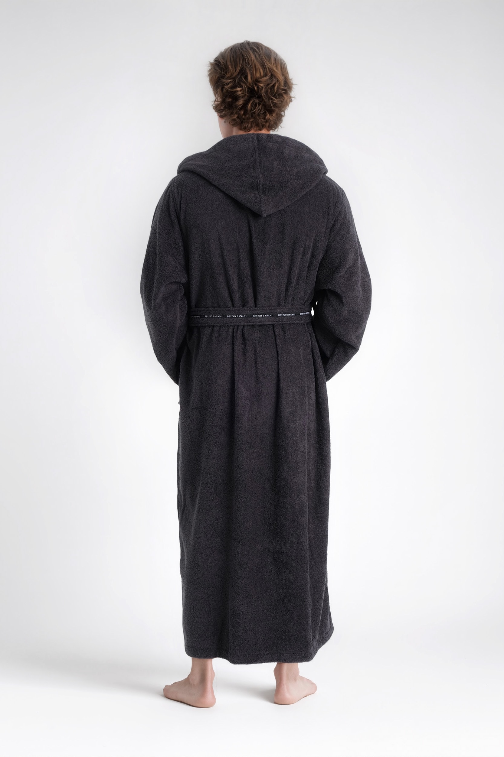 Bruno Banani Herrenbademantel »»Danny« Normallänge & Überlänge, auch in extra lang, Hotelbademantel«, (1 St.), mit Logostreifen, Herren Bademantel aus 100% Baumwolle, S-4XL