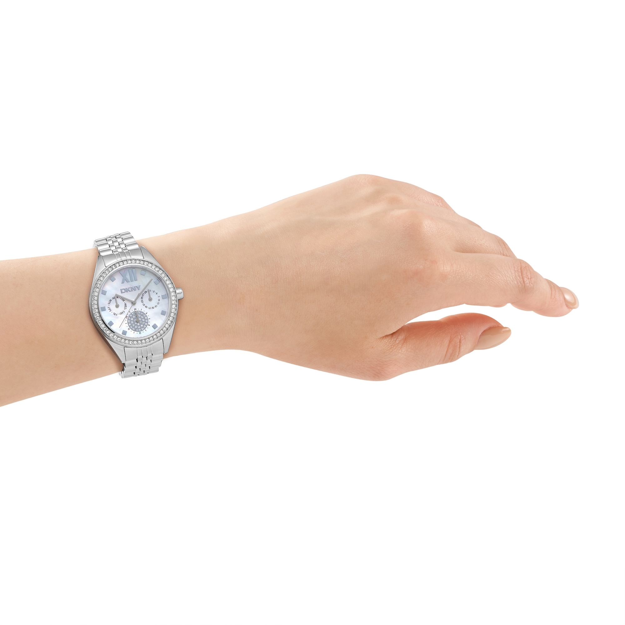 DKNY Quarzuhr »Mulit Function Watch« Armbanduhr, Damenuhr, Edelstahlarmband, analog, Tag