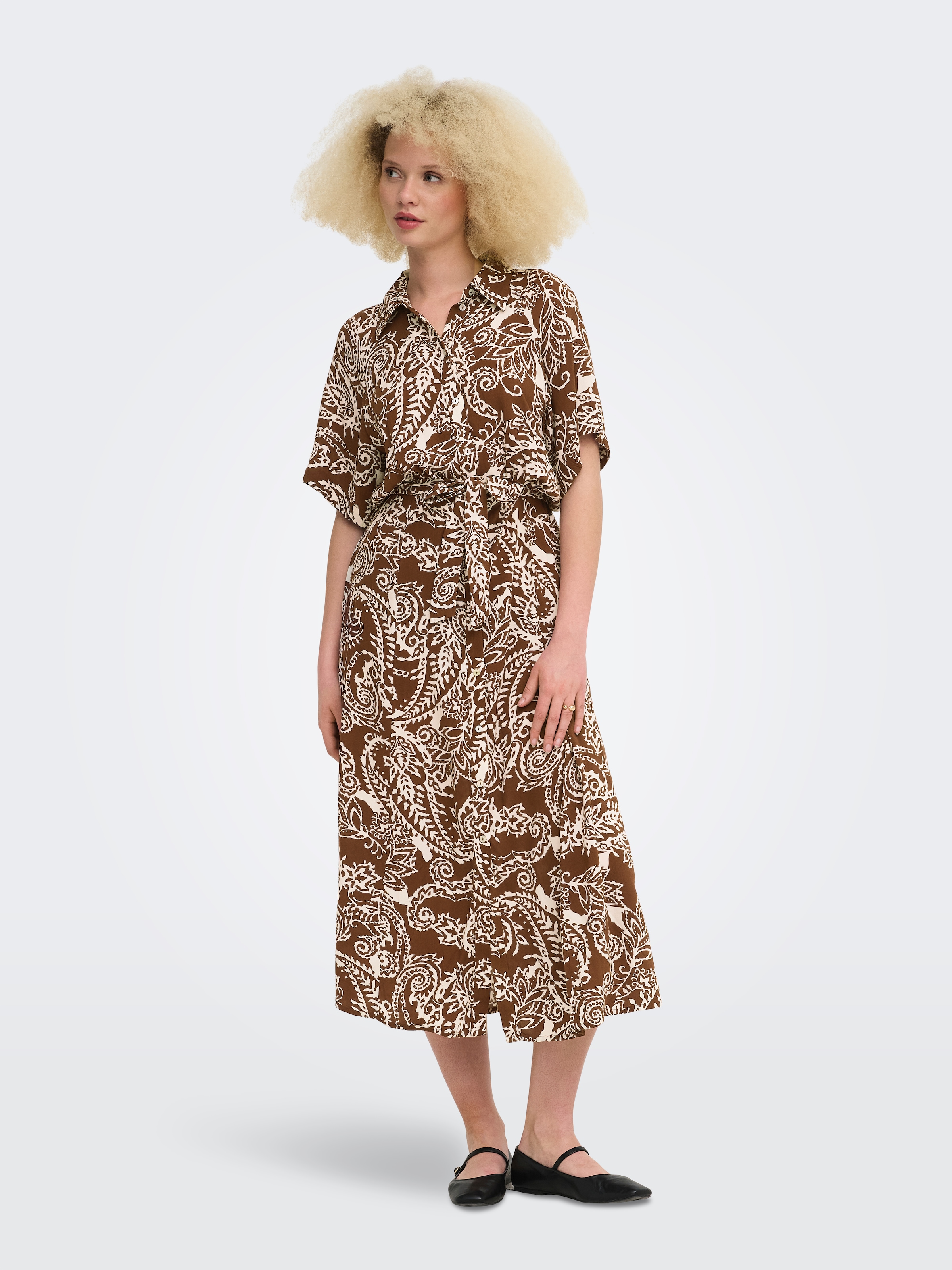 ONLY Druckkleid »ONLSAFA S/S LONG BELT DRESS WVN EX« Viskose, regular fit