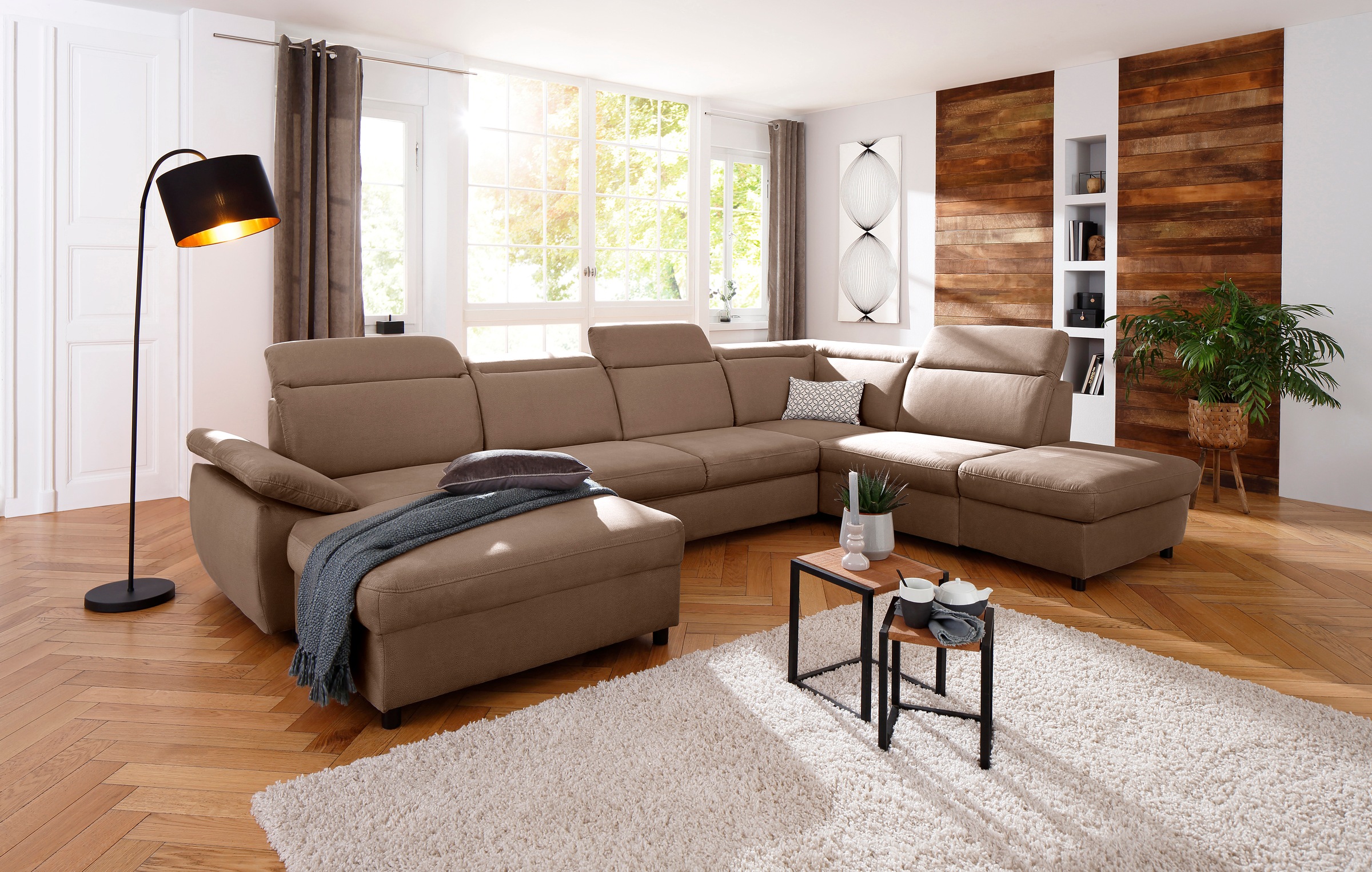 Home affaire Wohnlandschaft »Mauritius U-Form« mit Kopfteil- und Armlehnver günstig online kaufen