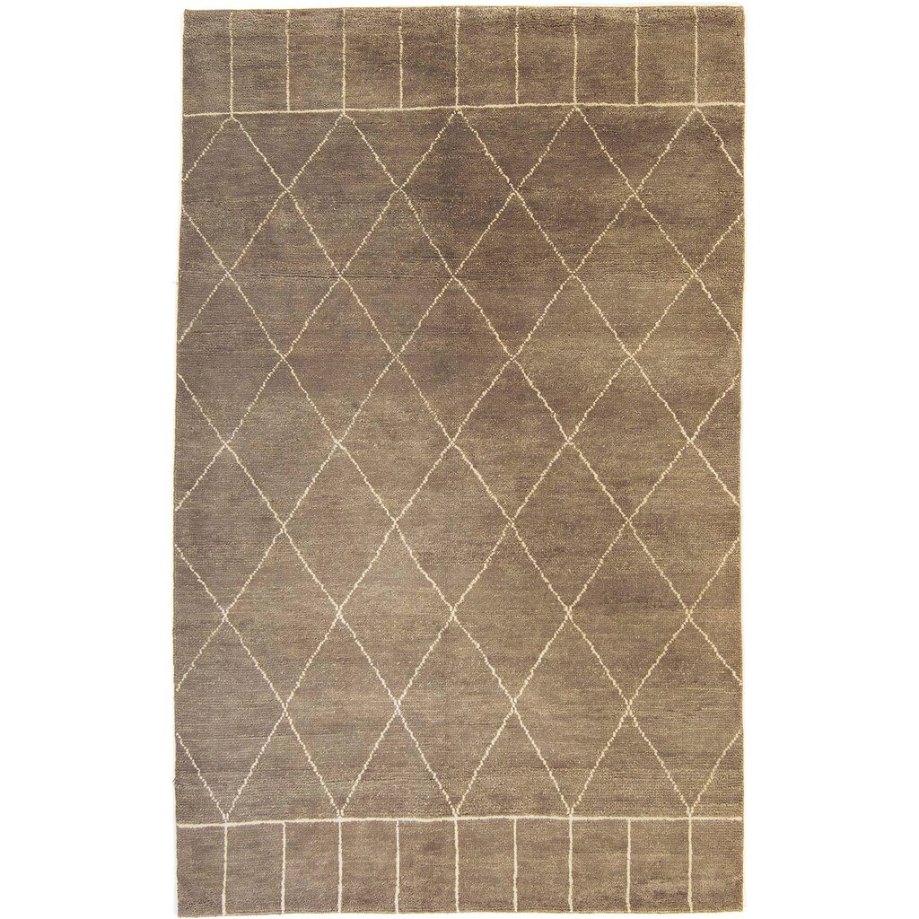 morgenland Designteppich »Designer - 240 x 160 cm - dunkelbraun«, rechteckig, Wohnzimmer, Handgeknüpft, Einzelstück mit Zertifikat