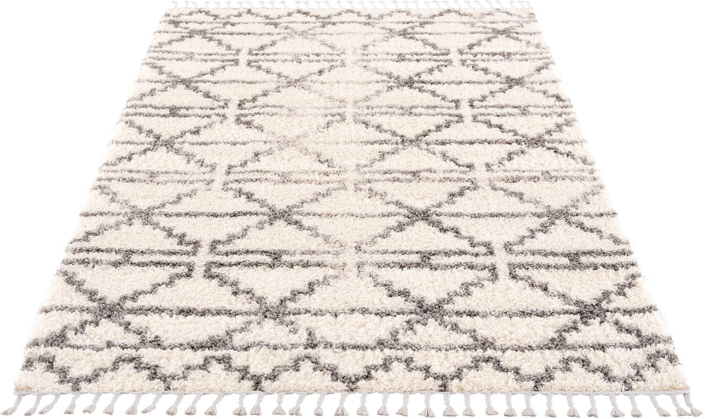 Carpet City Hochflor-Teppich »Pulpy 530«, rechteckig, 30 mm Höhe, besonders weich, mit Fransen, Geo-Muster