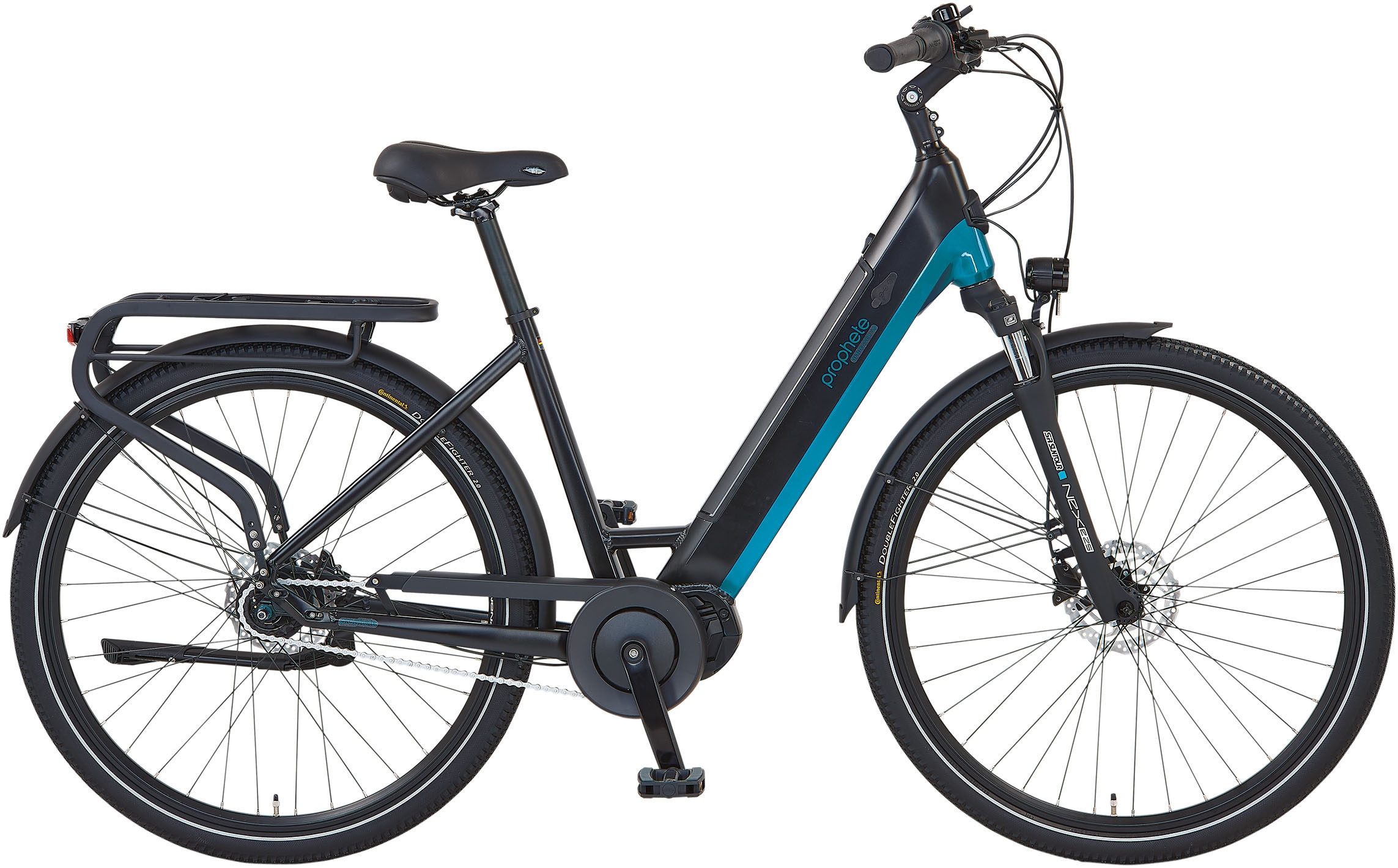 PROPHETE »Geniesser 5.8« 7 Gang Shimano Nexus Schaltwerk Nabenschaltung Mittelmotor 250 W schwarz/ blau+schwarz