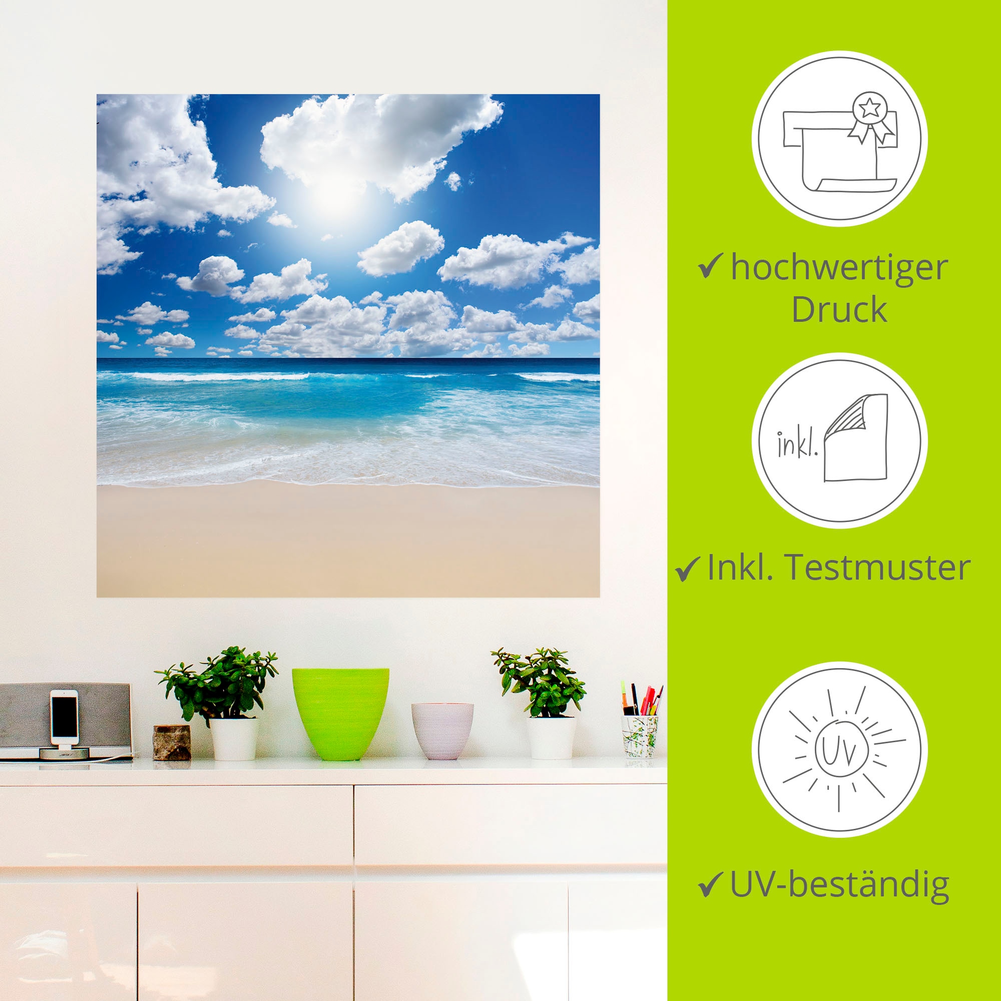 Artland Wandbild »Großartige Strandlandschaft«, Strand, (1 St.), als Leinwandbild, Poster, Wandaufkleber in verschied. Größen