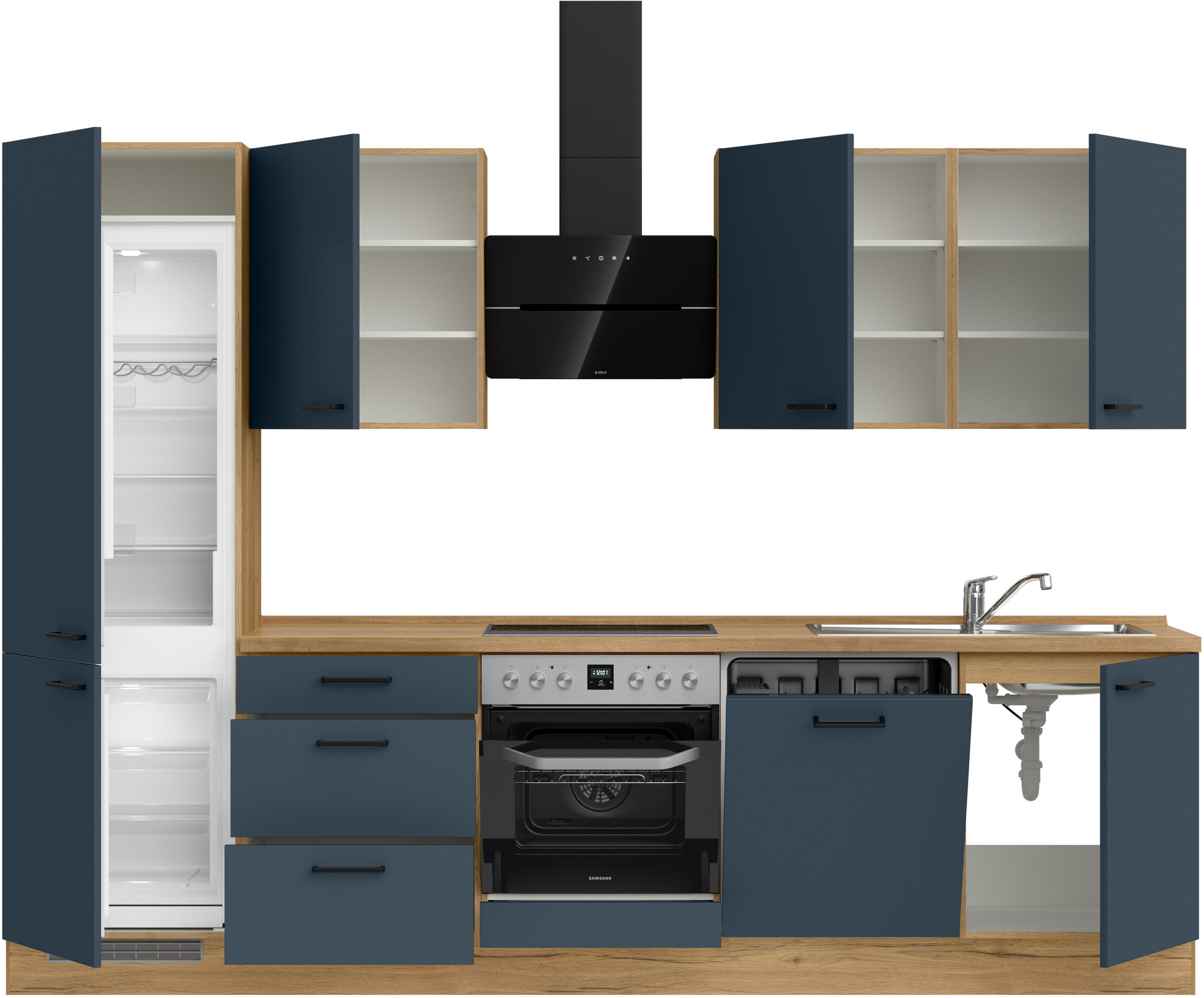 nobilia® Küchenzeile »"Easytouch II"«, vormontiert, Ausrichtung wählbar, Breite 300 cm, wahlw. mit E-Geräten