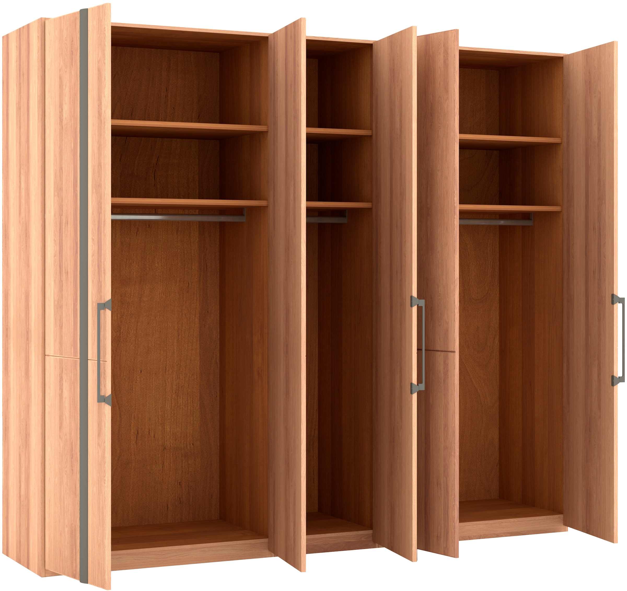 Musterring Drehtürenschrank »Sorrent, Kleiderschrank«, (mit Türdämpfern, in 5 Breiten & 2 Höhen, extra Böden, MADE IN GERMANY), Türen in Eiche massiv mit Absetzung in Schiefer, verschiedene Maße
