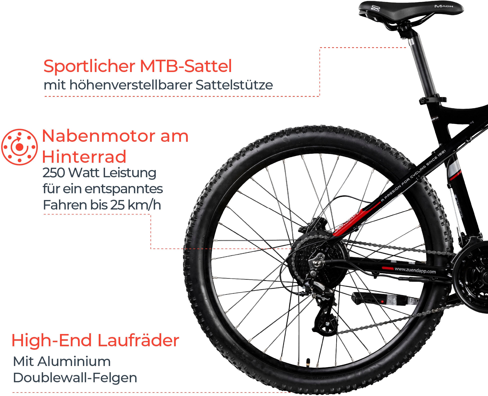 Zündapp E-Bike »Z898«, 24 Gang, Heckmotor 250 W, Pedelec