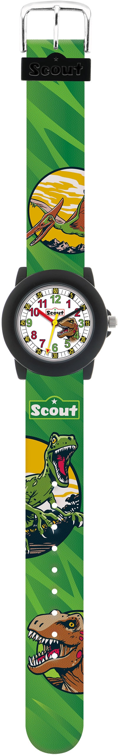 Scout Quarzuhr »Crystal, 280305041, Dinosaurieruhr,«, Dinosauriermotiv, ideal auch als Geschenk