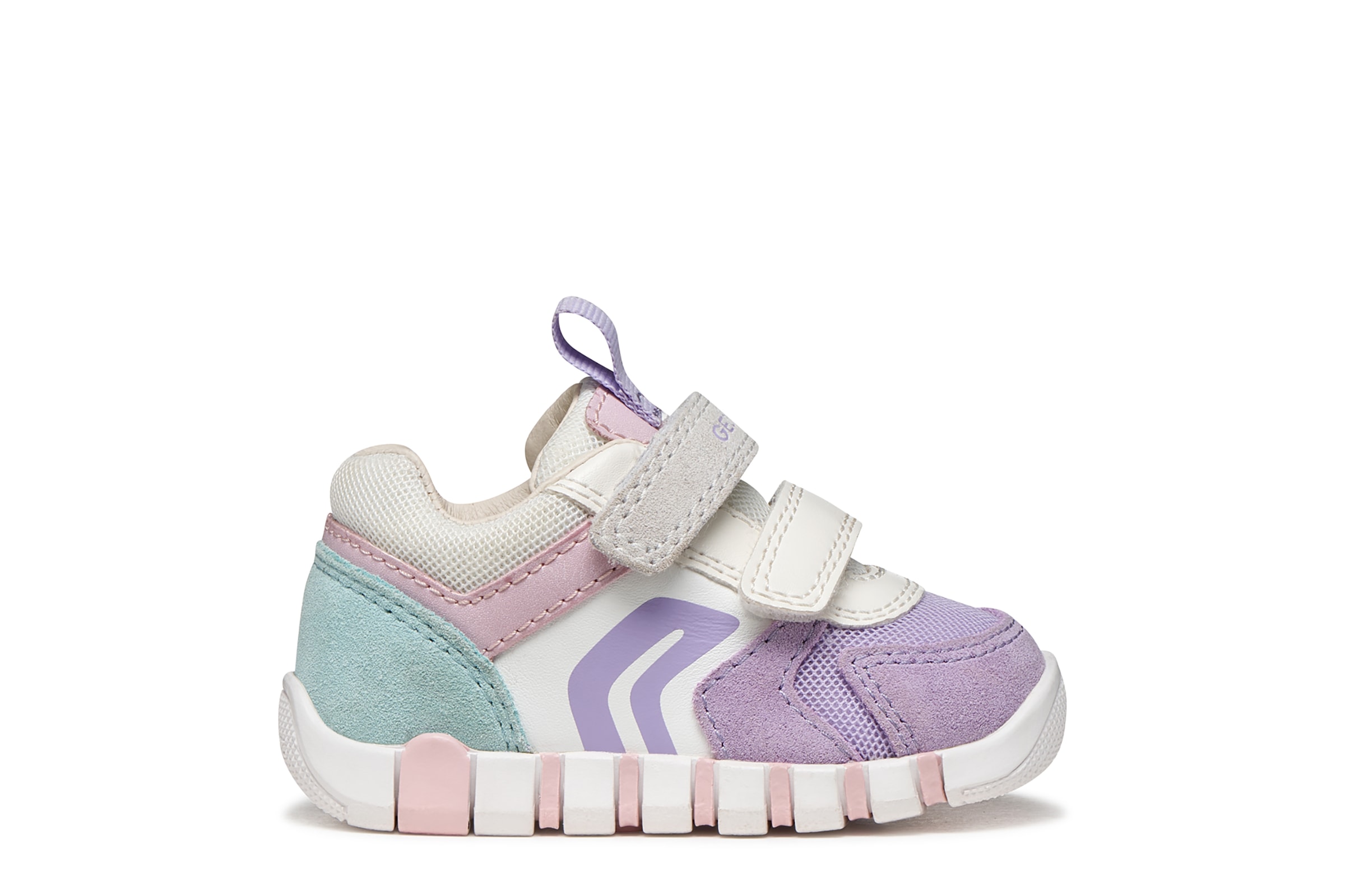 Geox Lauflernschuh »B IUPIDOO GIRL«  Babyschuh mit pastellfarbenen Besätzen, Größenschablone zum Download