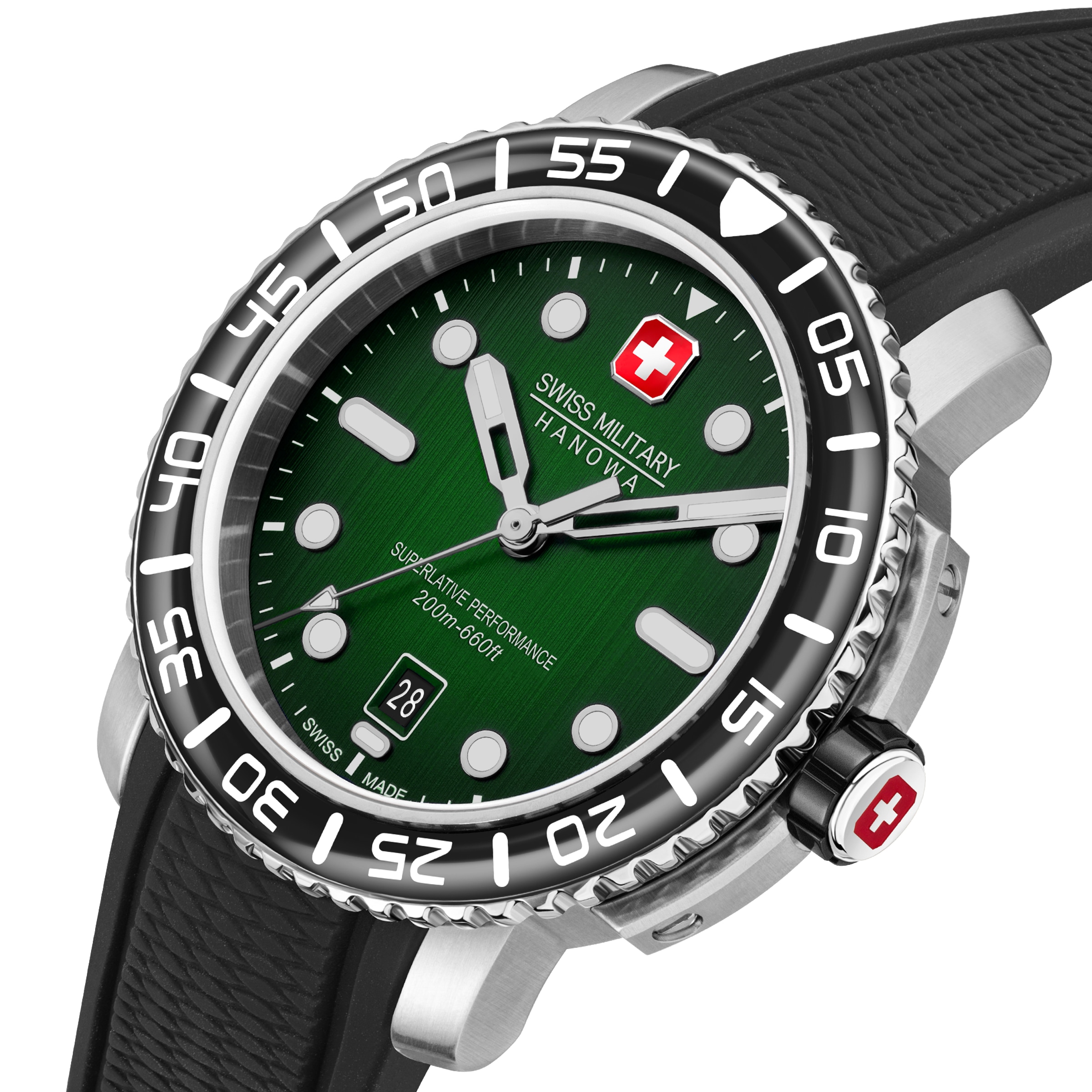 Swiss Military Hanowa Quarzuhr »Black Marlin« Armbanduhr, Herrenuhr, Swiss Made, Silikonarmband, analog, Tag