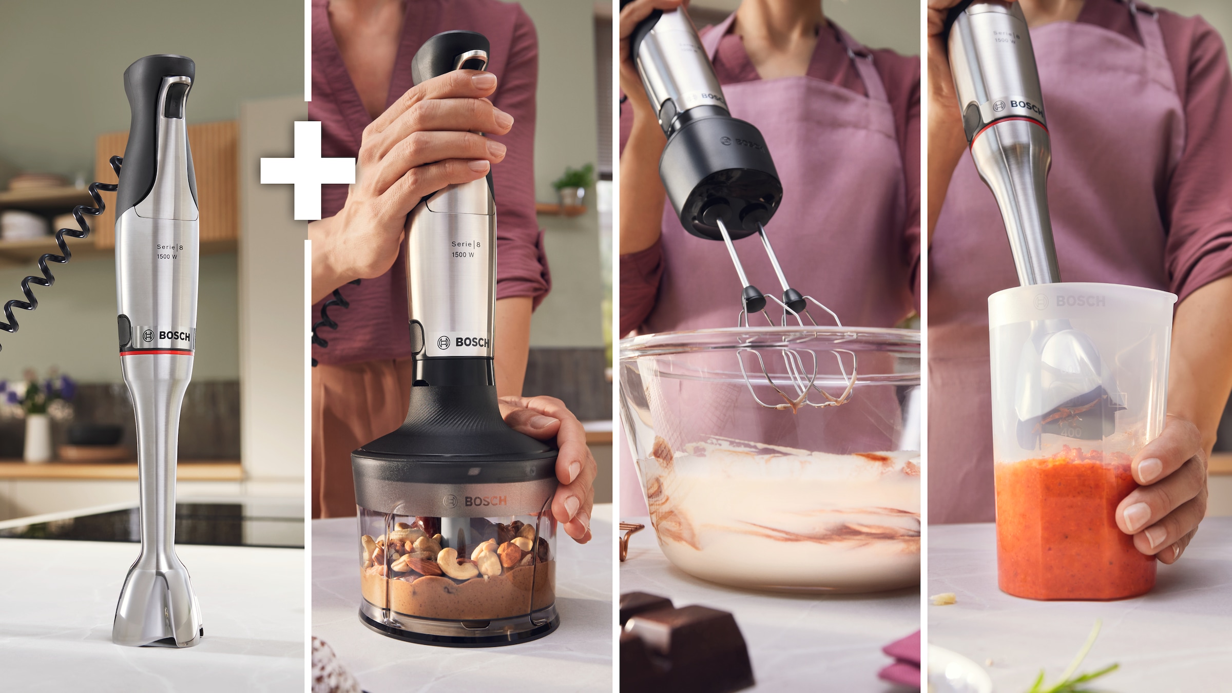 BOSCH Stabmixer »ErgoMaster Serie 8, MSM8M934, Doppelschneebesen, Becher, Zerkleinerer« 1500 W 6 Klingen Edelstahl, Spiralkabel, Keramikkupplung, luftgekühlter Motor