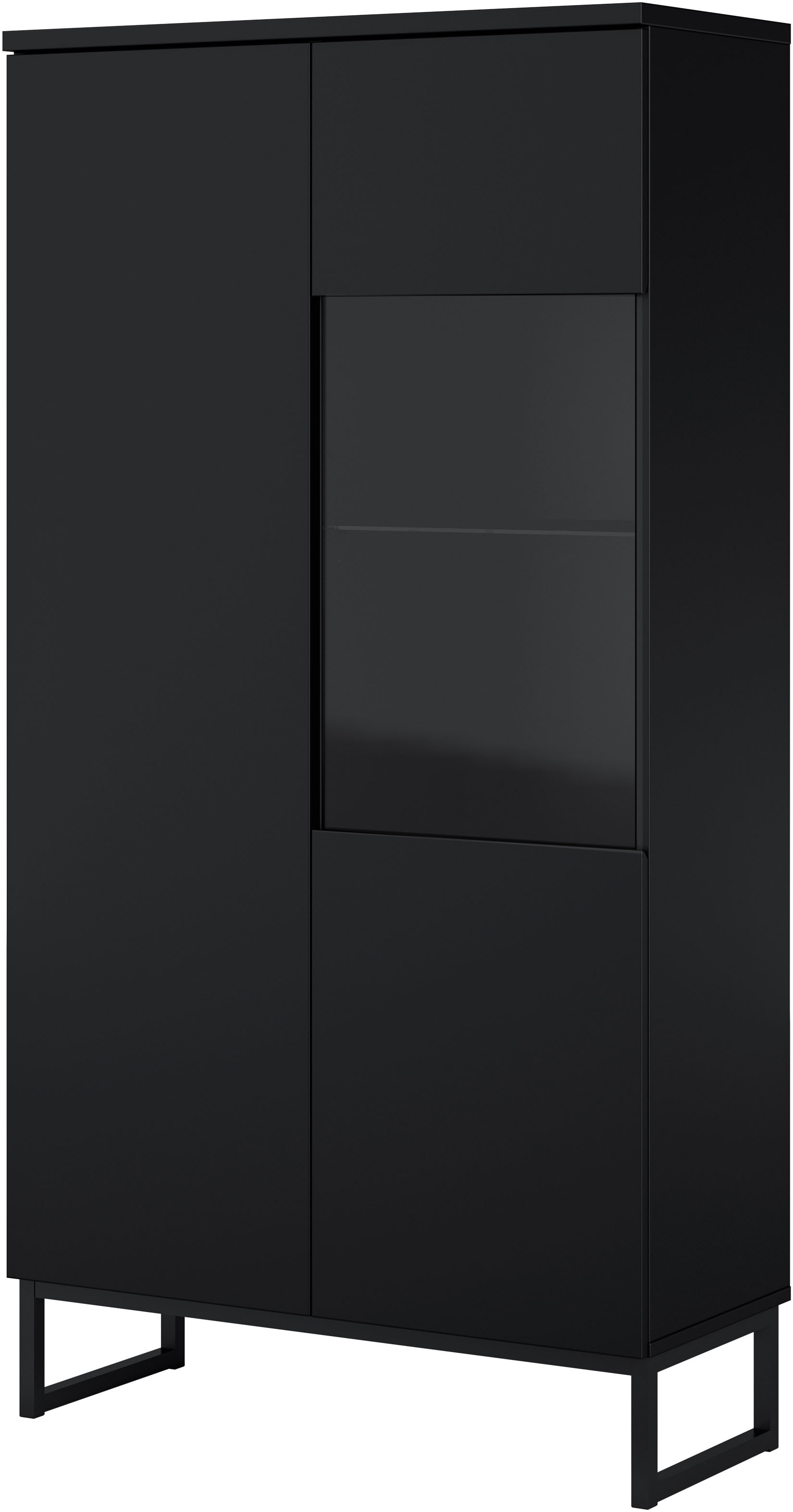 OTTO home Vitrine »Modo II, Breite 80 cm, moderner griffloser Vitrineschrank« Vitrine viel Stauraum, Einlegeböden verstellbar, Glastür, Metallkufen