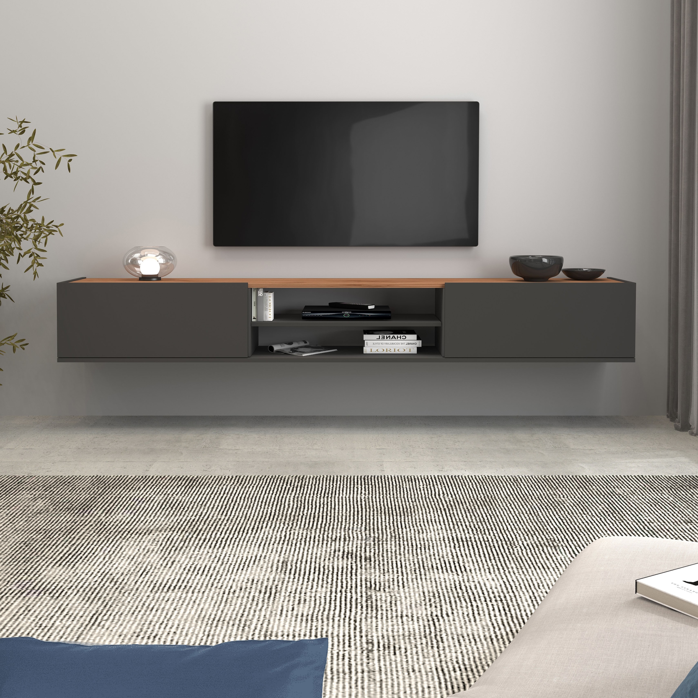 INOSIGN Lowboard »Garda,Lowboard,TV-Kommode,TV-Möbel,TV-Bank«, stehend und hängend mit 2 Klappen, 1 Einlegeboden, Breite 210 cm