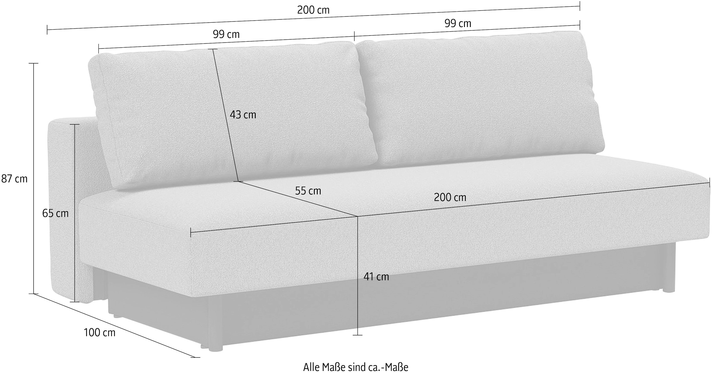 INNOVATION LIVING ™ 3-Sitzer »Merga Schlafsofa«, großem Bettkasten,minimalistischem Design, bedarf wenig Stellfläche