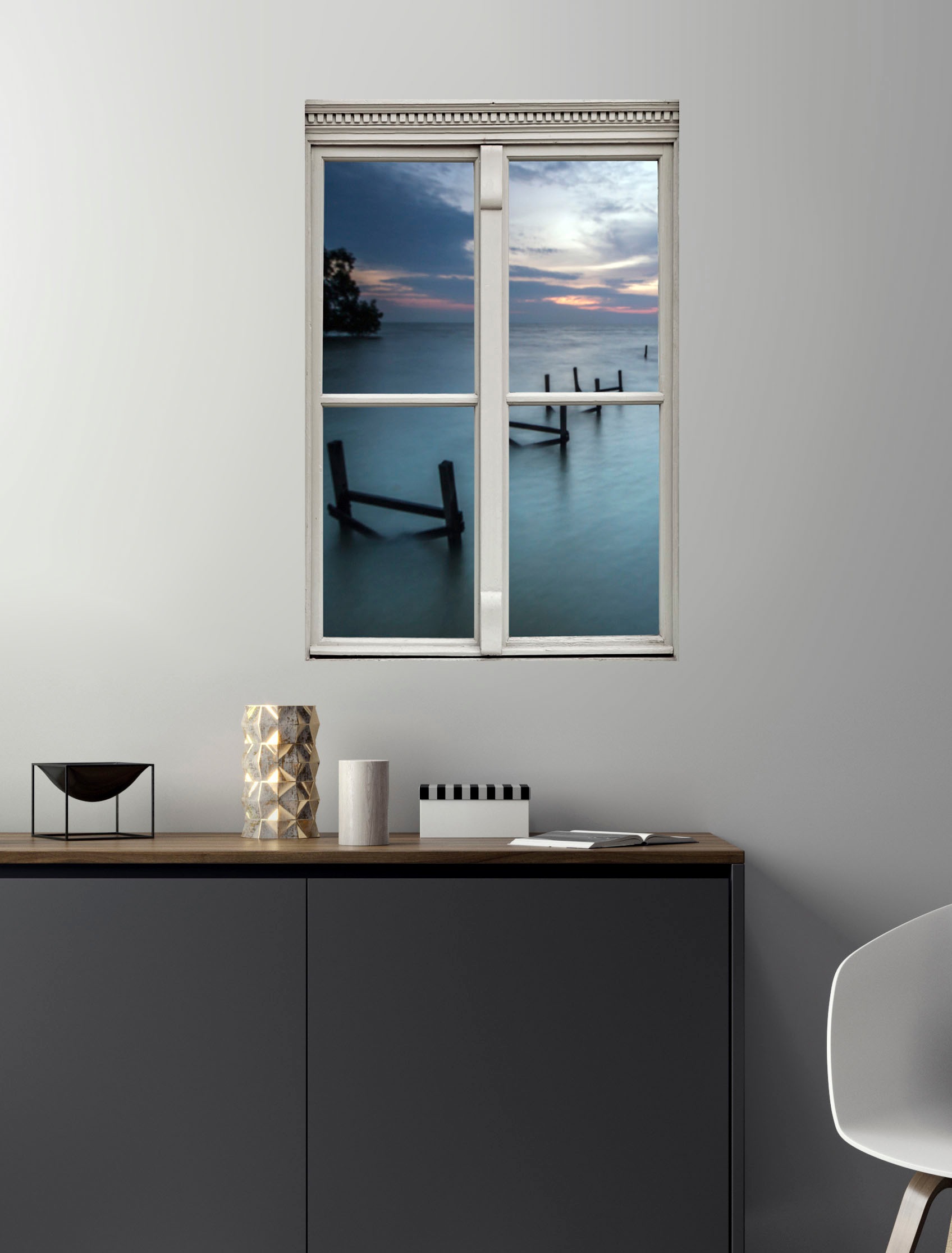 queence Wandsticker »Meer«, Wandsticker, Wandbild, selbstklebend, 3D, Fenster