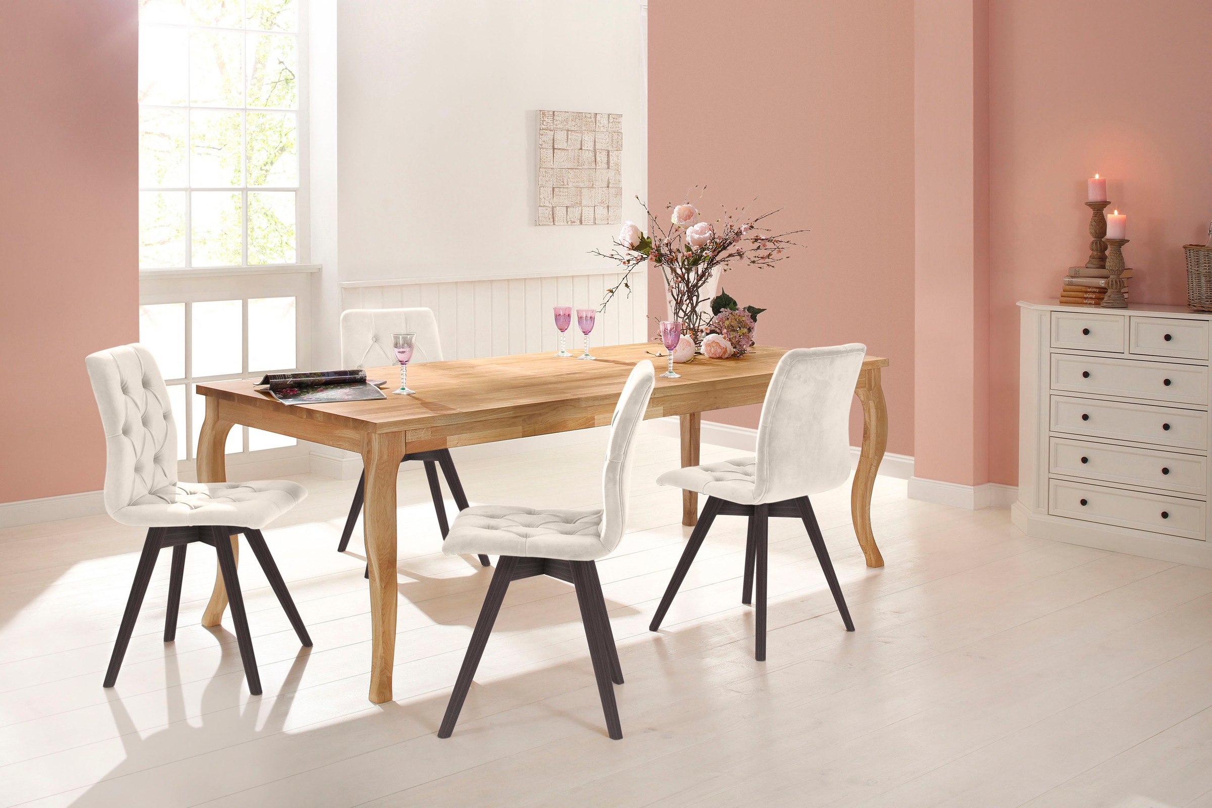 andas Esszimmerstuhl »Rania«, (Set), 2 St., Samtoptik, mit Massivholzbeinen günstig online kaufen