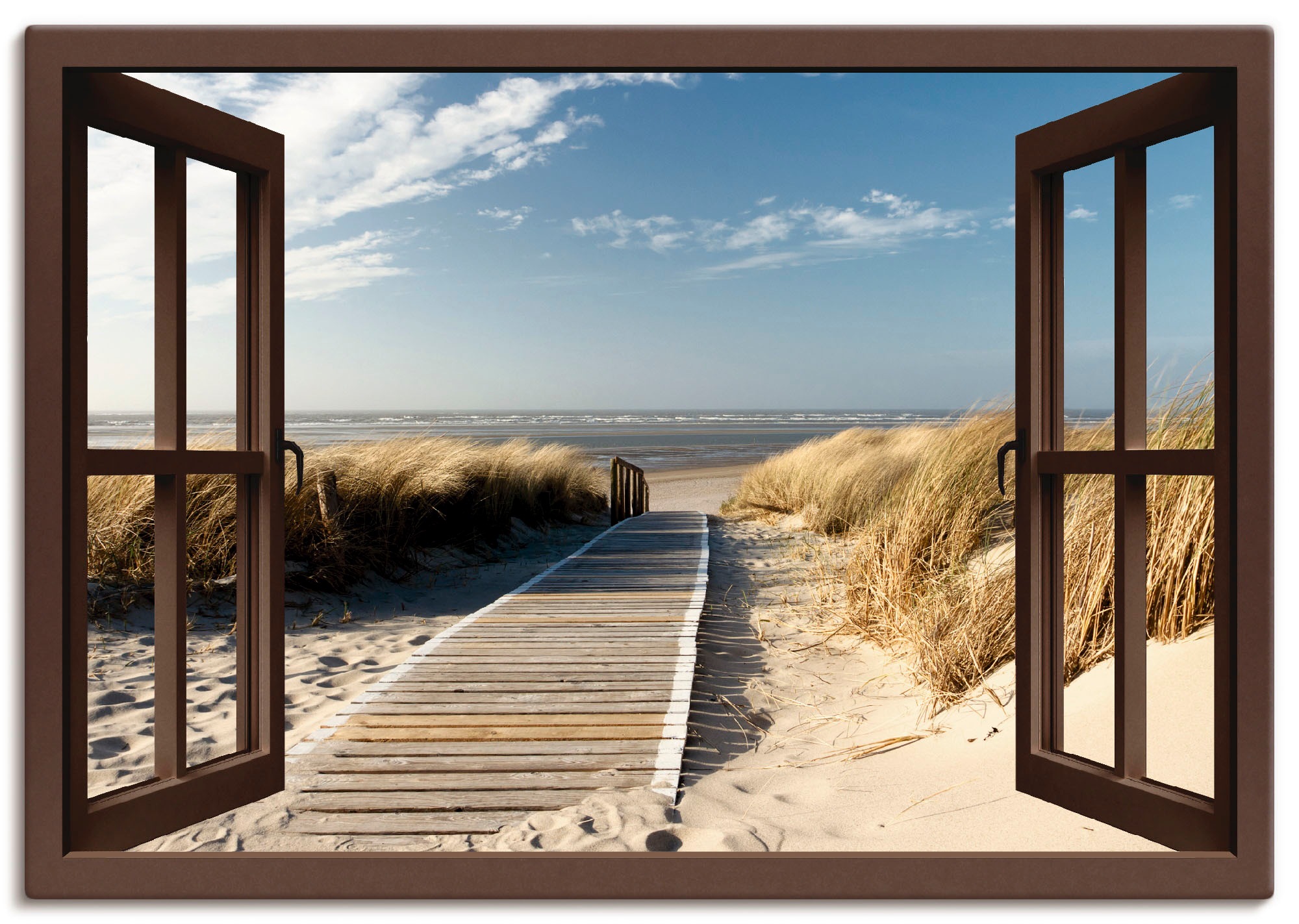 Artland Wandbild »Fensterblick Nordseestrand auf Langeoog«, Fensterblick, ( günstig online kaufen