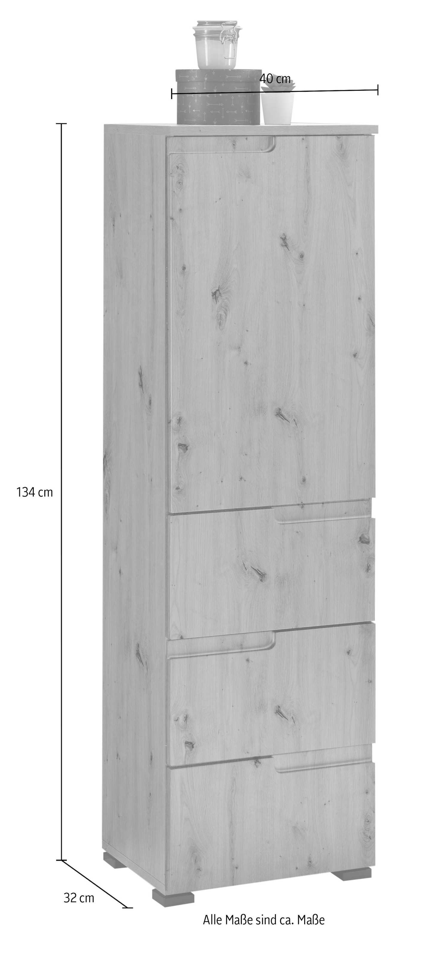 BASIC by Balculina Midischrank »Spice, Badezimmerschrank BxTxH 40x134x32 cm« 1 Stk. tlg. Breite 40 cm, Griffmulden,