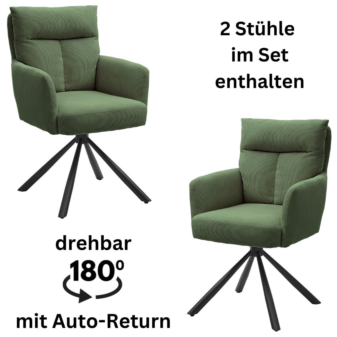 Stolkom Armlehnstuhl »Sofia«, (Set), 2 St., Cord, 180 grad drehbar mit Auto günstig online kaufen