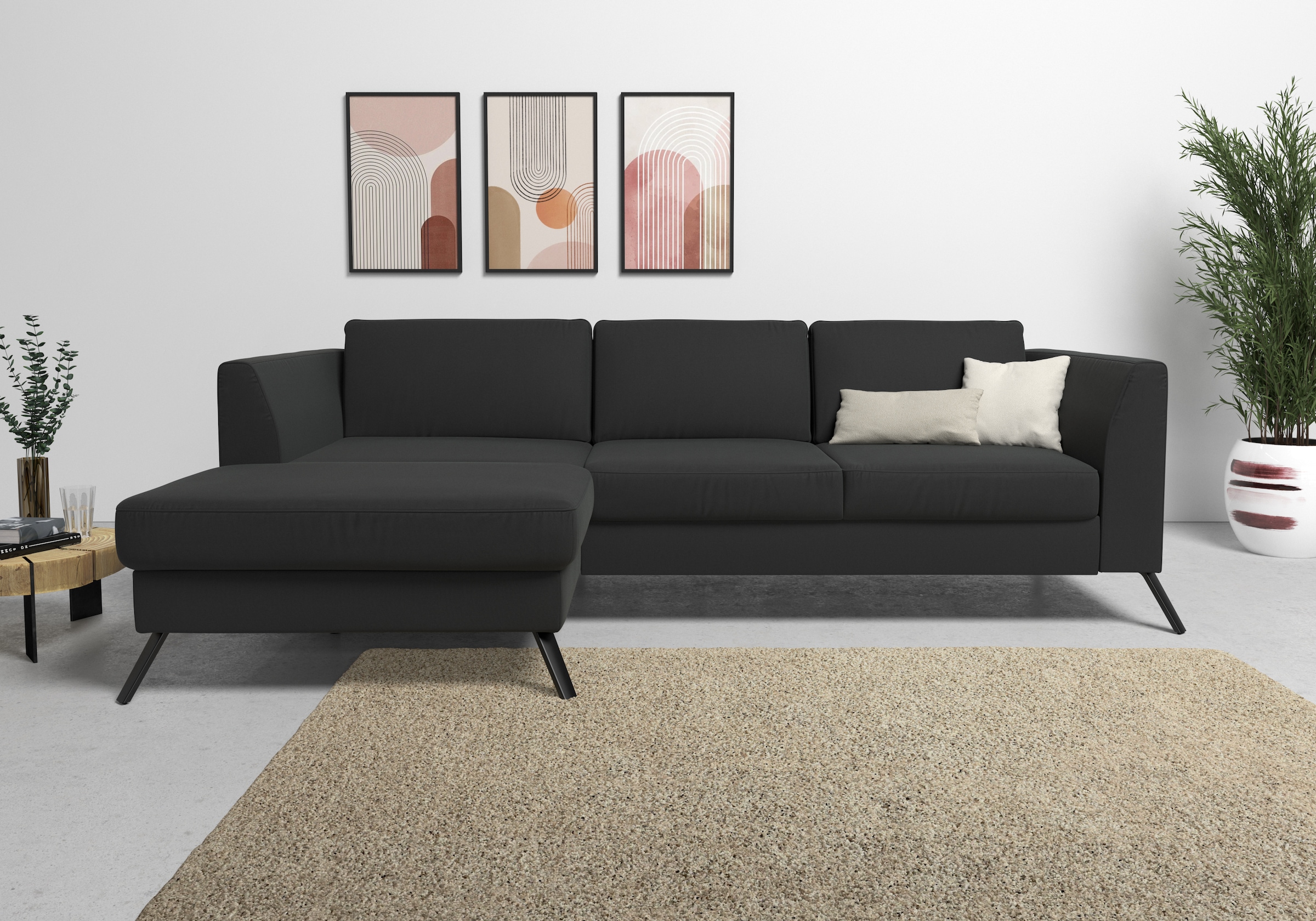 sit&more Ecksofa »Olsen L-Form«, inklusive Sitztiefenverstellung, wahlweise mit Bettfunktion, 15cm hoch