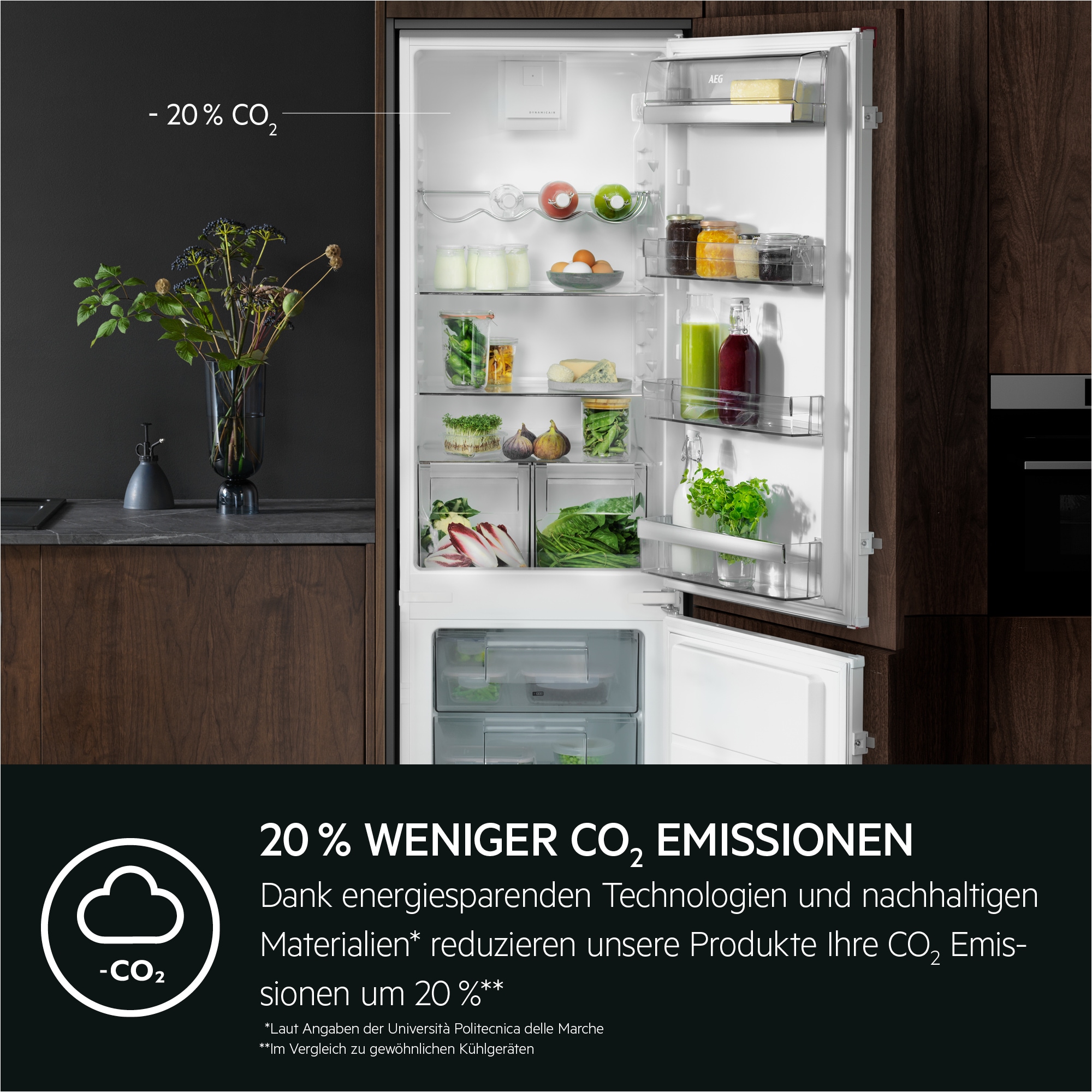 AEG Einbaukühlgefrierkombination Serie 8000 »TSC8M18WCC«, 360° Cooling, GreenZone- und ExtraChill-Schublade, NoFrost, Festtür