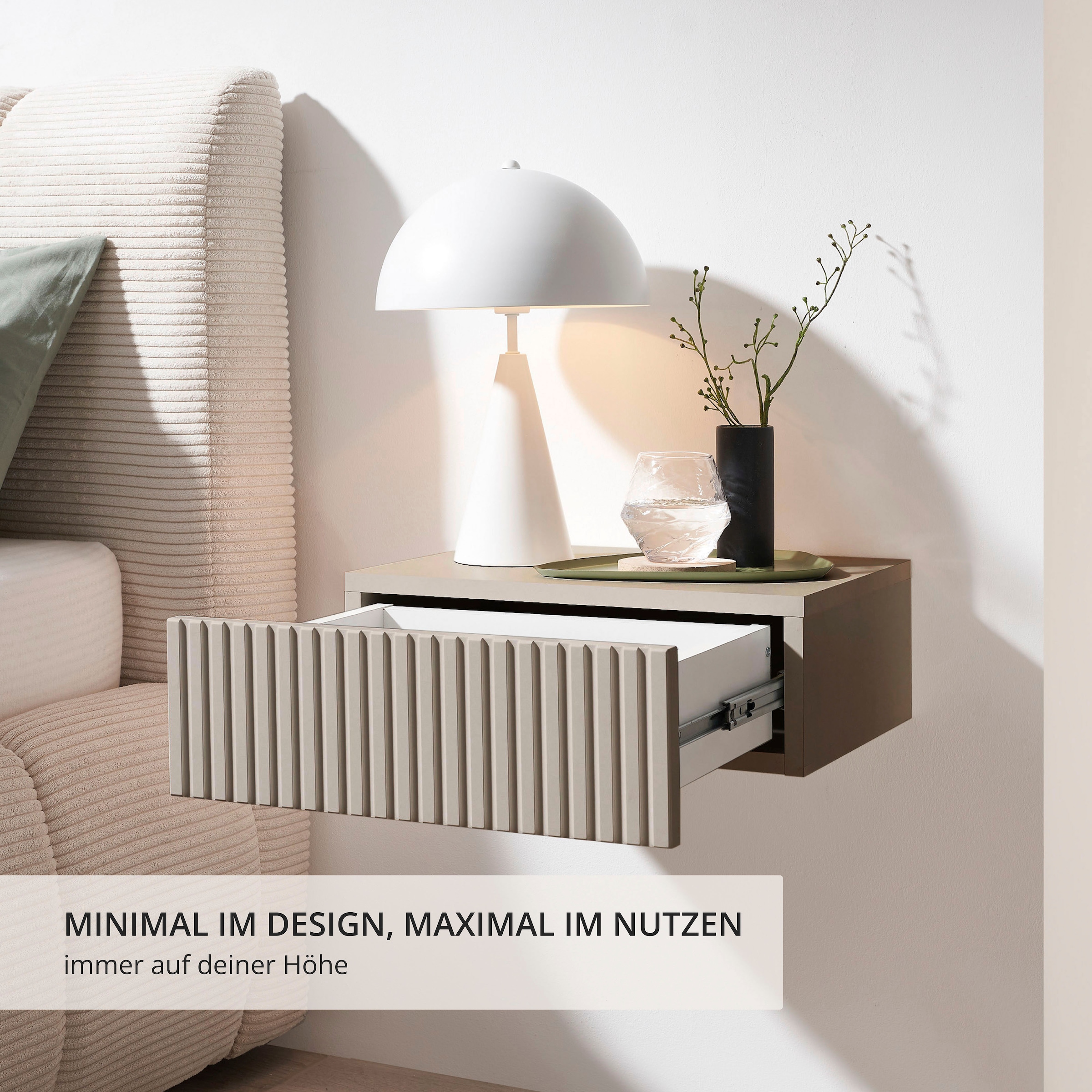 Schlafkontor Nachtkommode »Taboni Nachttisch, Nachtkonsole mit Push-to-open« Wandmontage