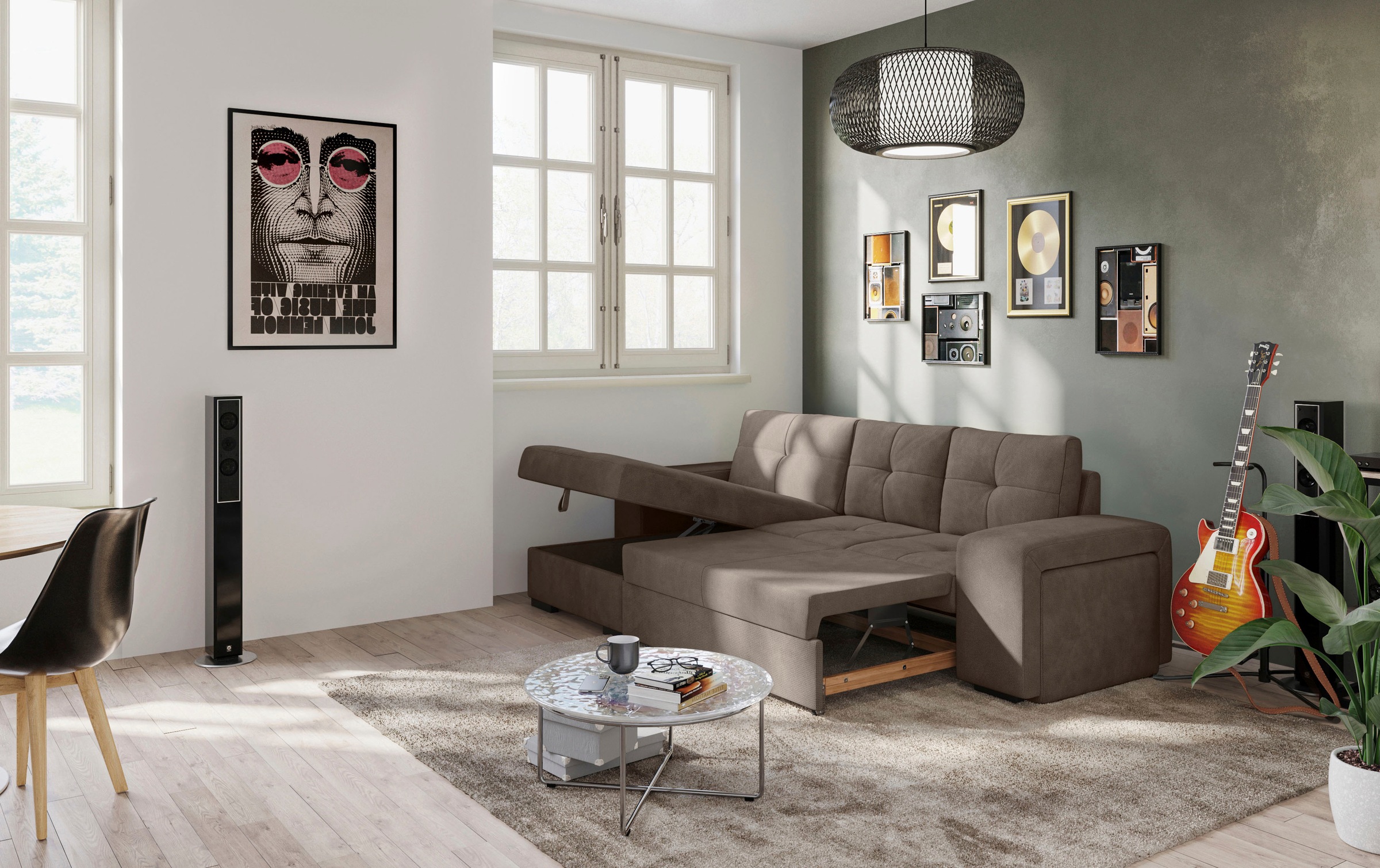 COTTA Ecksofa »Mattina L-Form«, mit Hocker, wahlweise mit Bettfunktion & Bettkasten