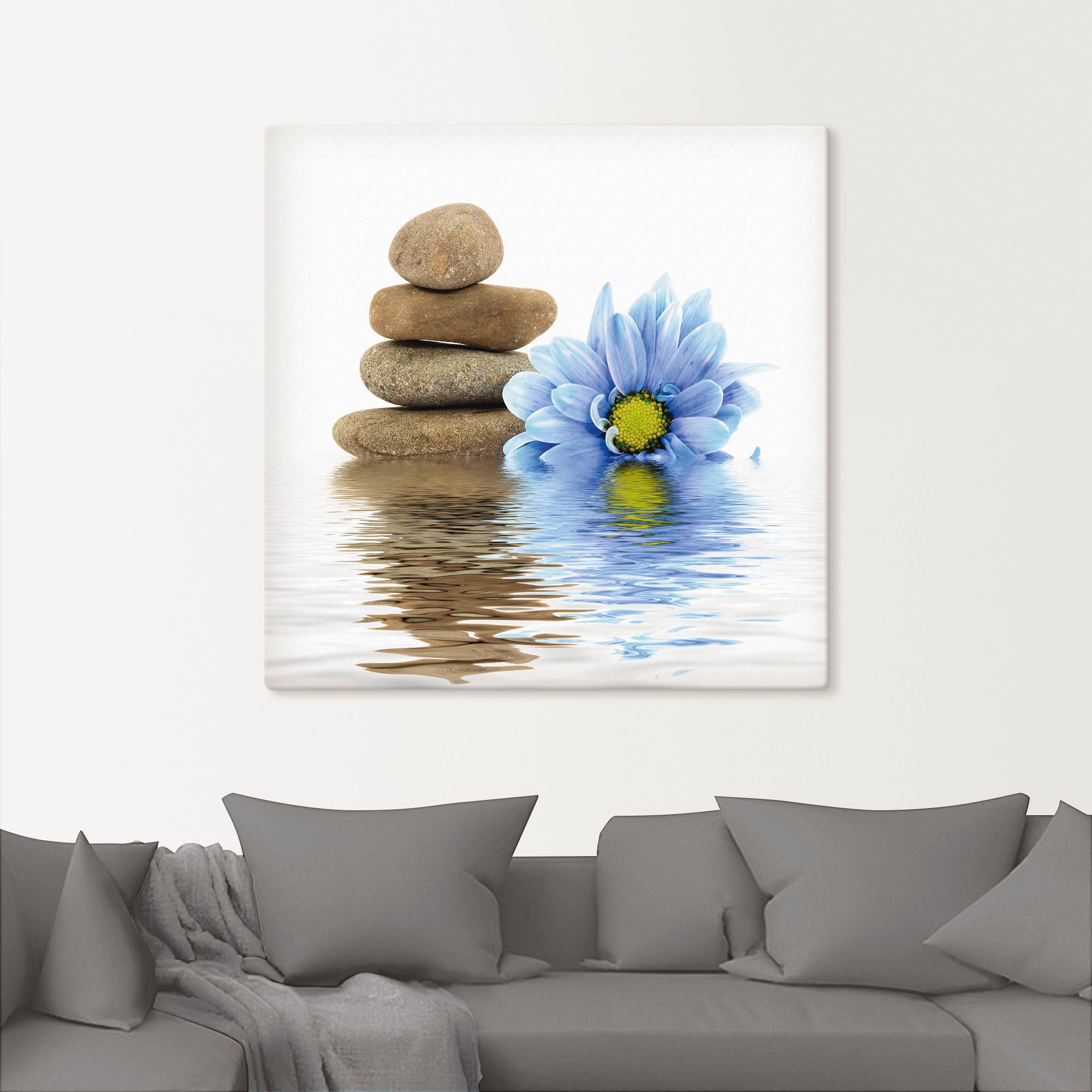 Artland Wandbild »Therapie-Steine mit einzelnen Blumen«, Zen, (1 St.), als Leinwandbild, Wandaufkleber in verschied. Größen