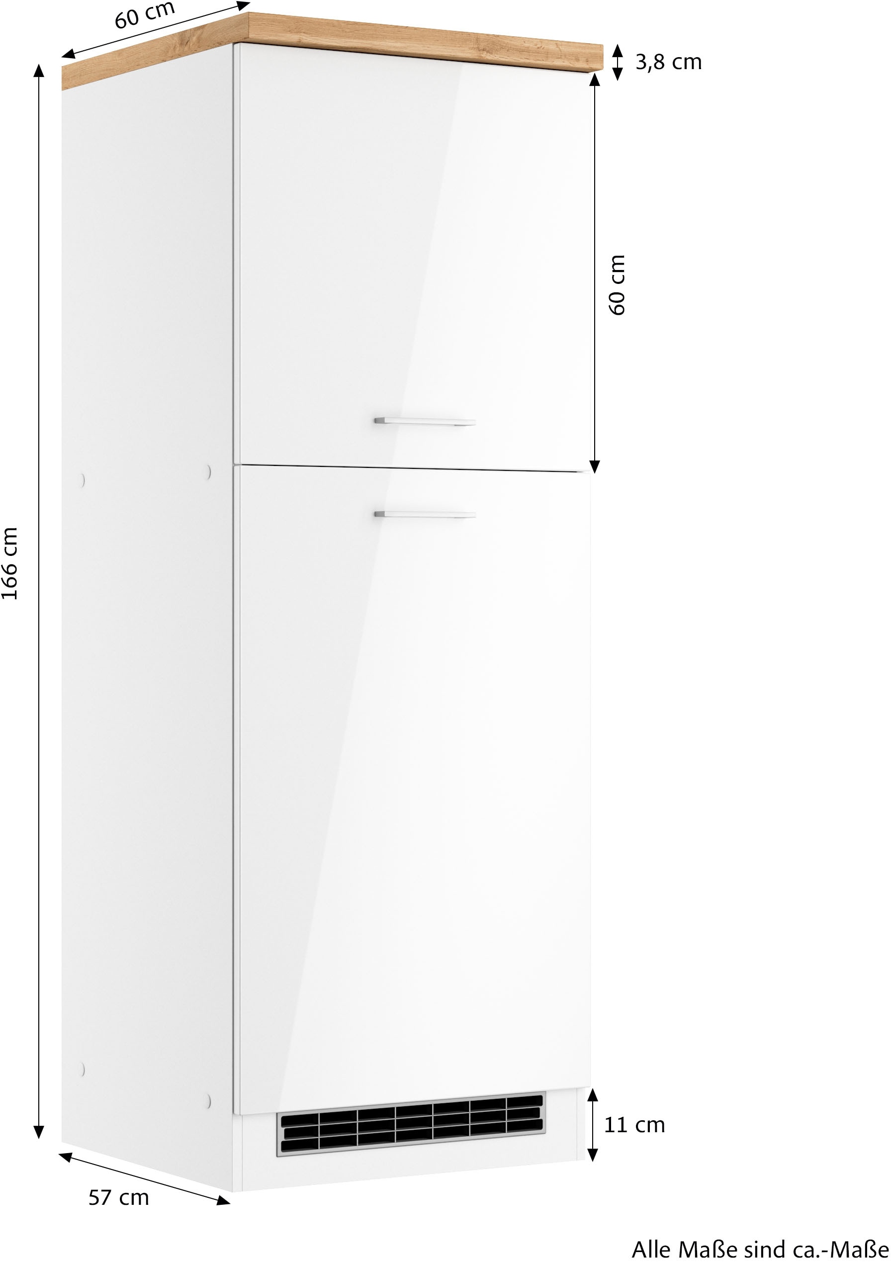 KOCHSTATION Kühlumbauschrank »KS-Milan«, HELD Möbel, Kühlschrankumbau 60 cm, matte oder hochglänzende Fronten