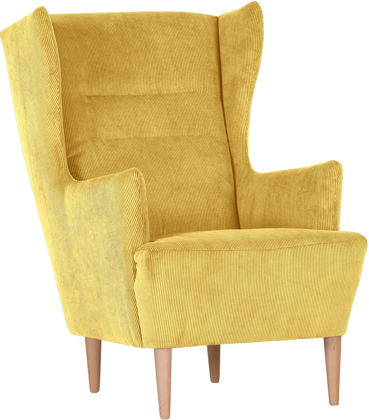 Ohrensessel, gelb Feincord