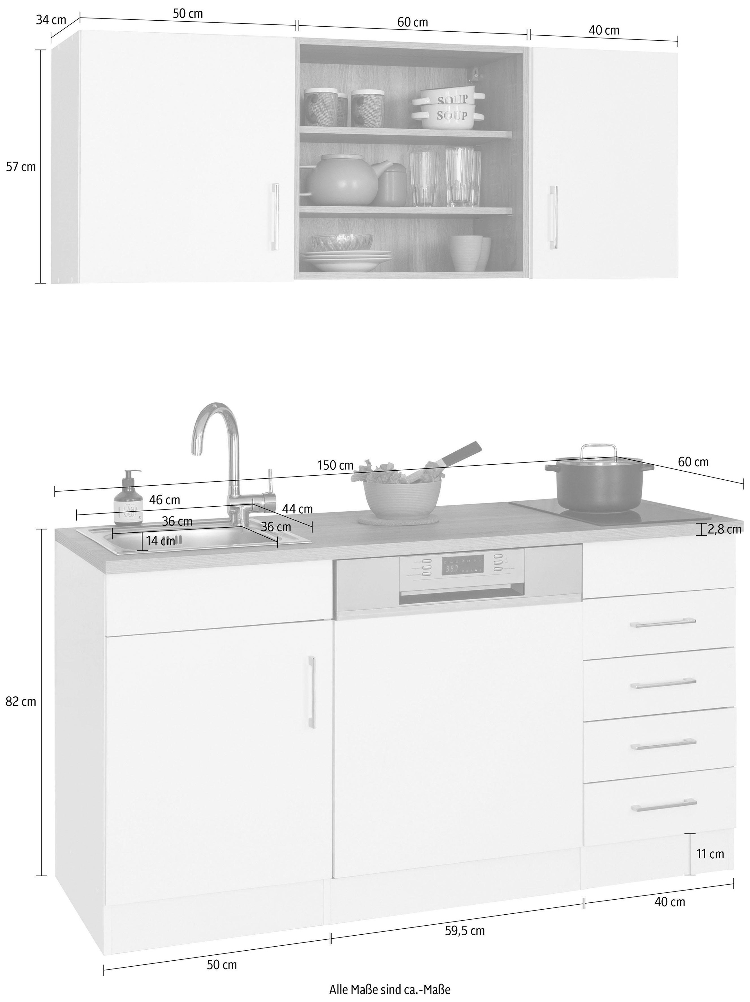 HELD MÖBEL Küche »Mali«, E-Geräten mit cm, auf Rechnung 150 bestellen Breite